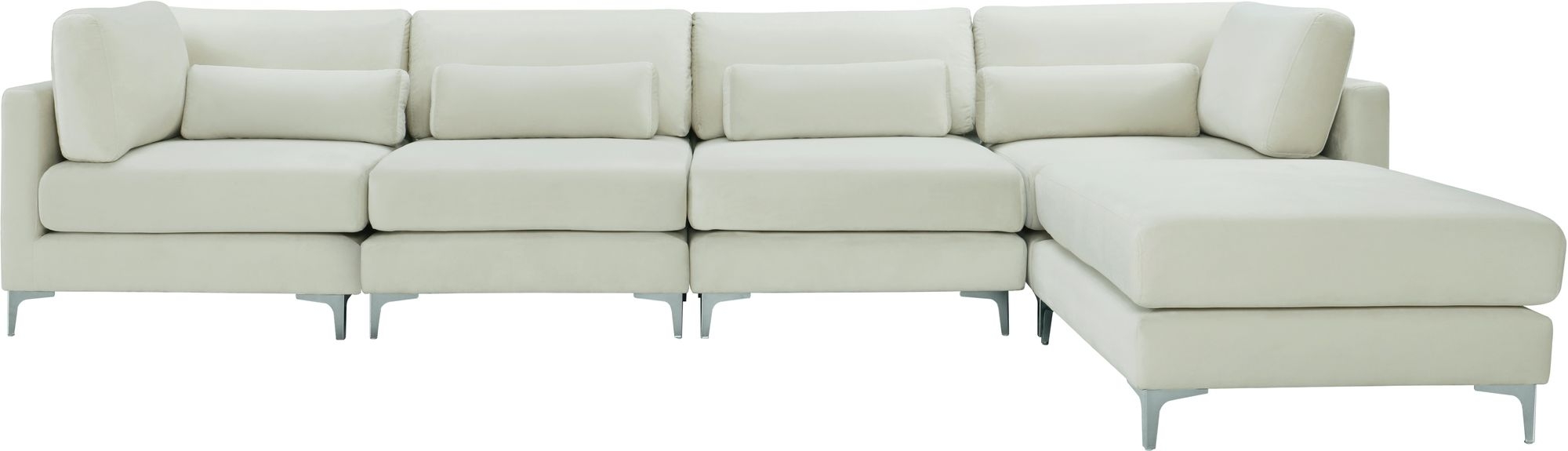Julia 142" 5-Piece Velvet Modular Reversible Sectional
