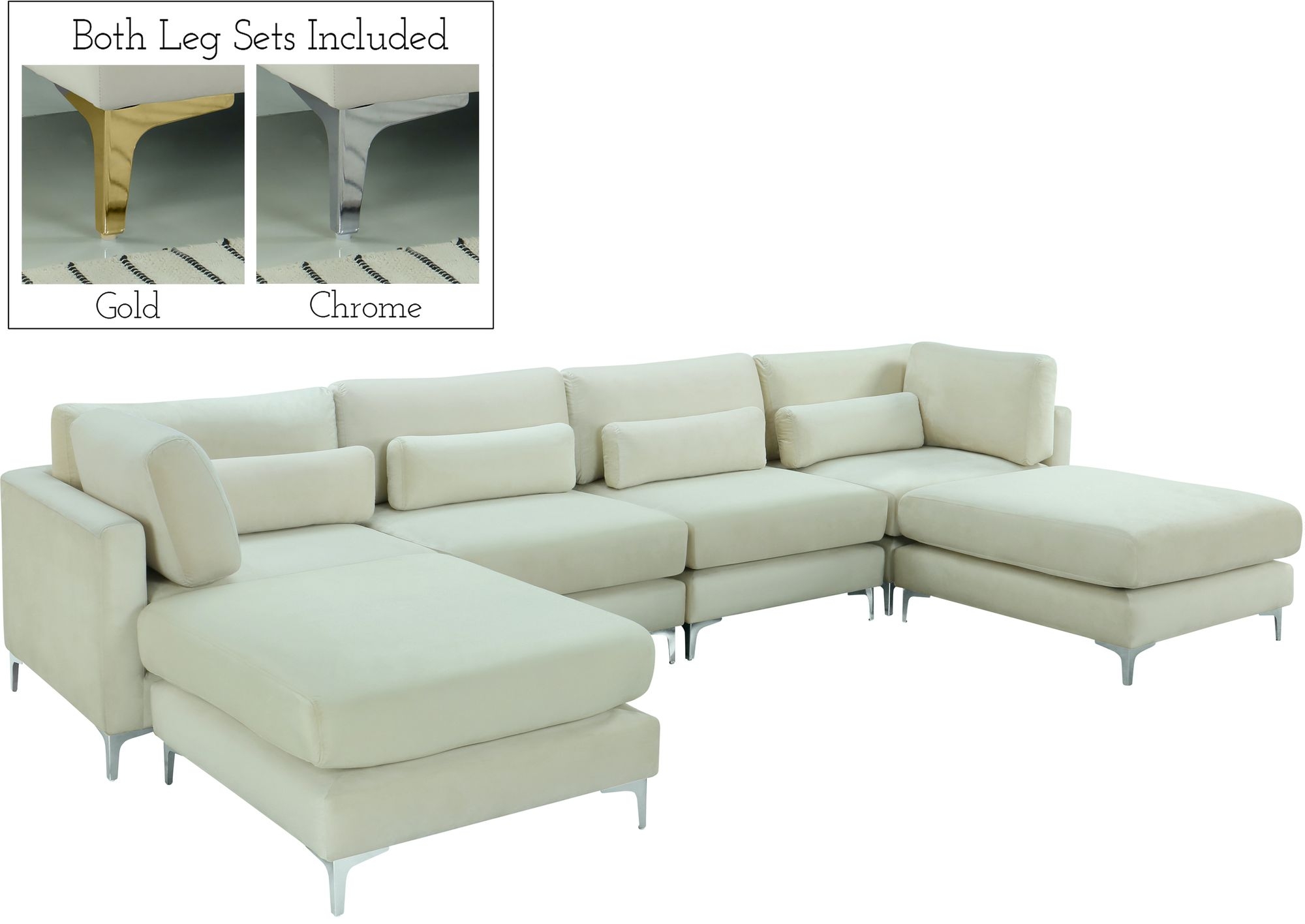 Julia 142" 6-Piece Velvet Modular Reversible Sectional