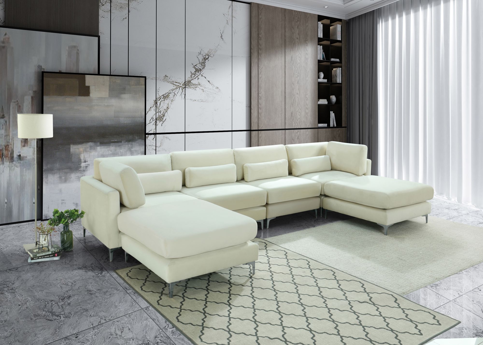Julia 142" 6-Piece Velvet Modular Reversible Sectional
