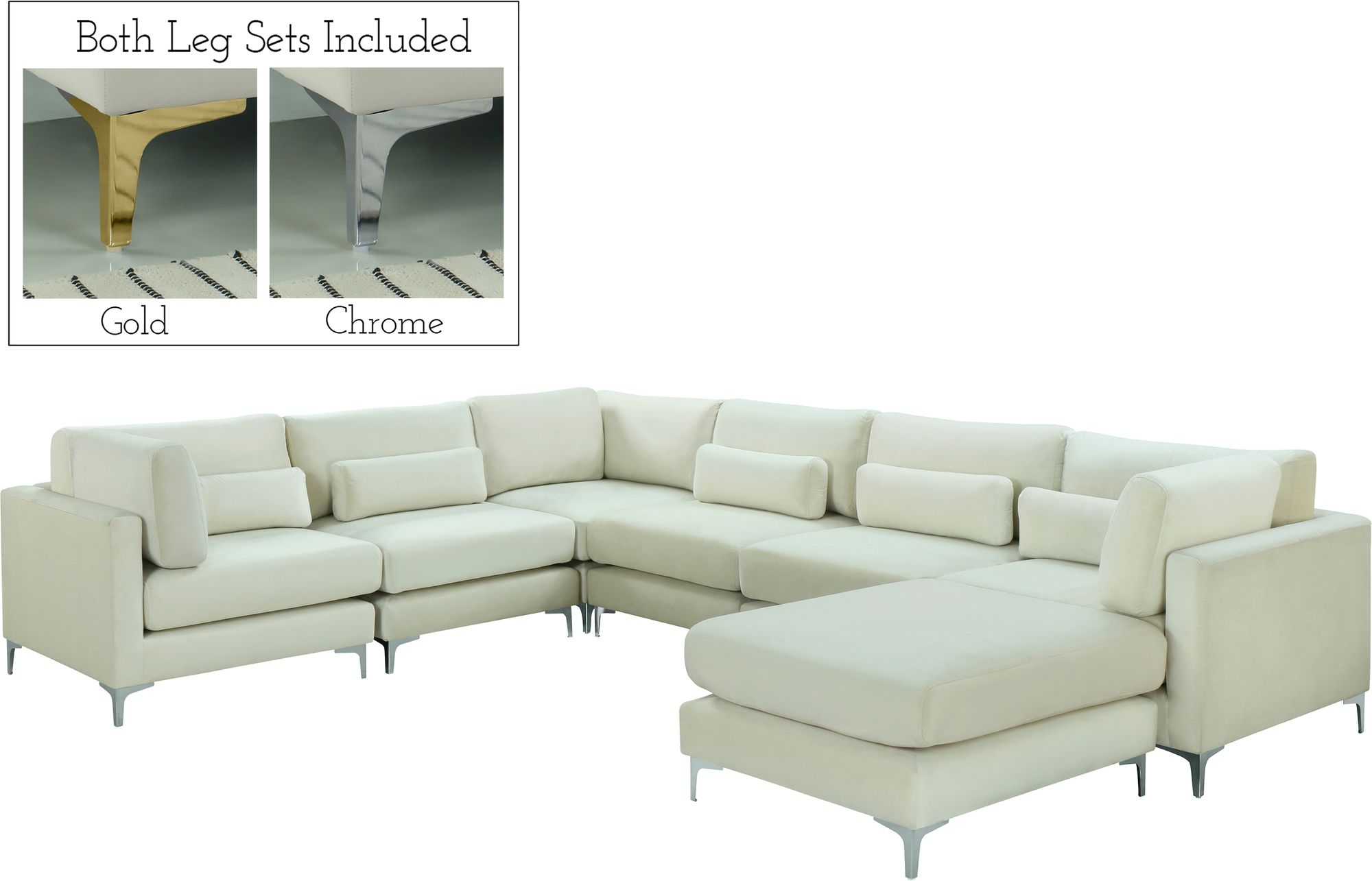 Julia 142" 7-Piece Velvet Modular Reversible Sectional