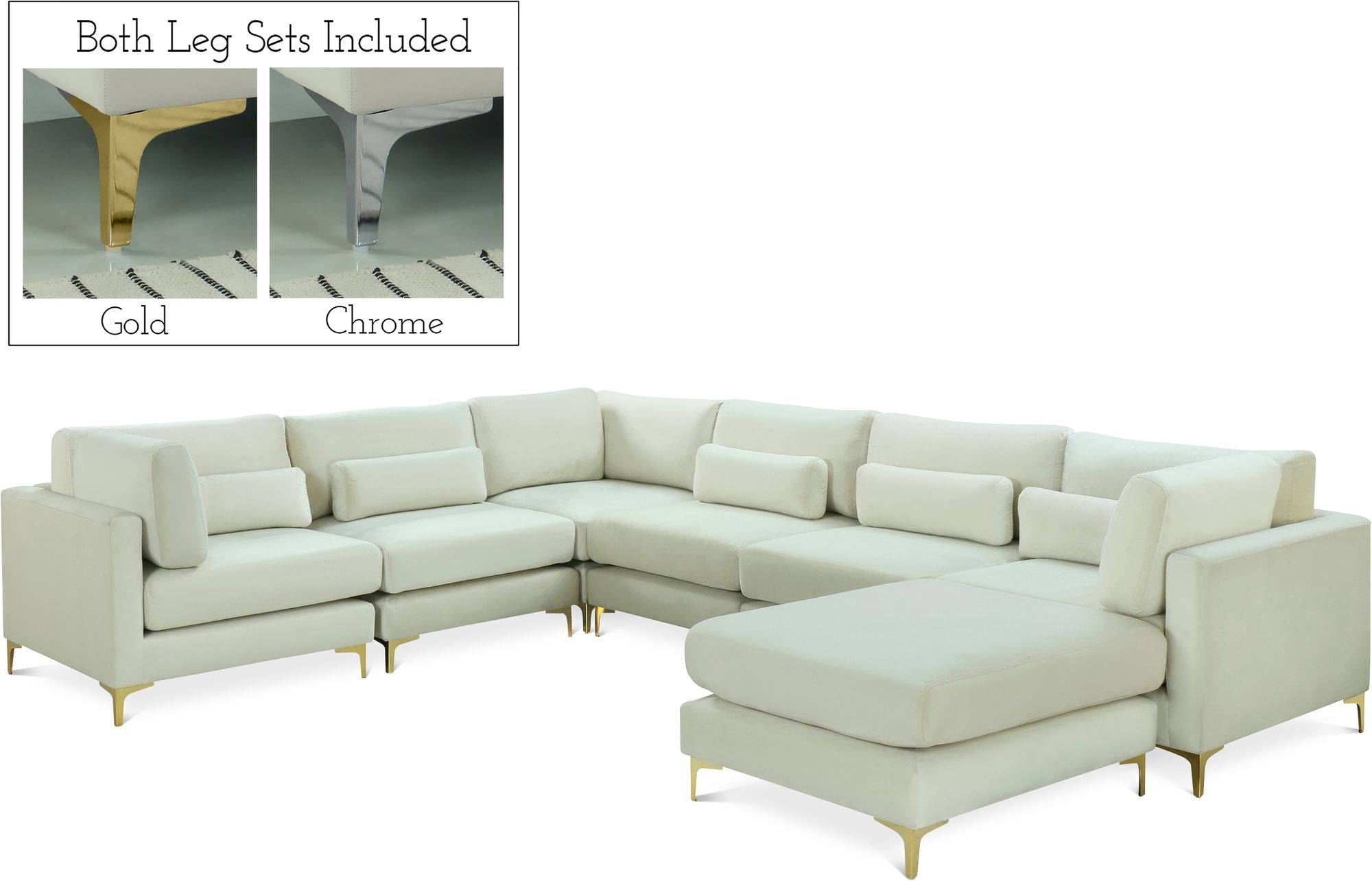 Julia 142" 7-Piece Velvet Modular Reversible Sectional
