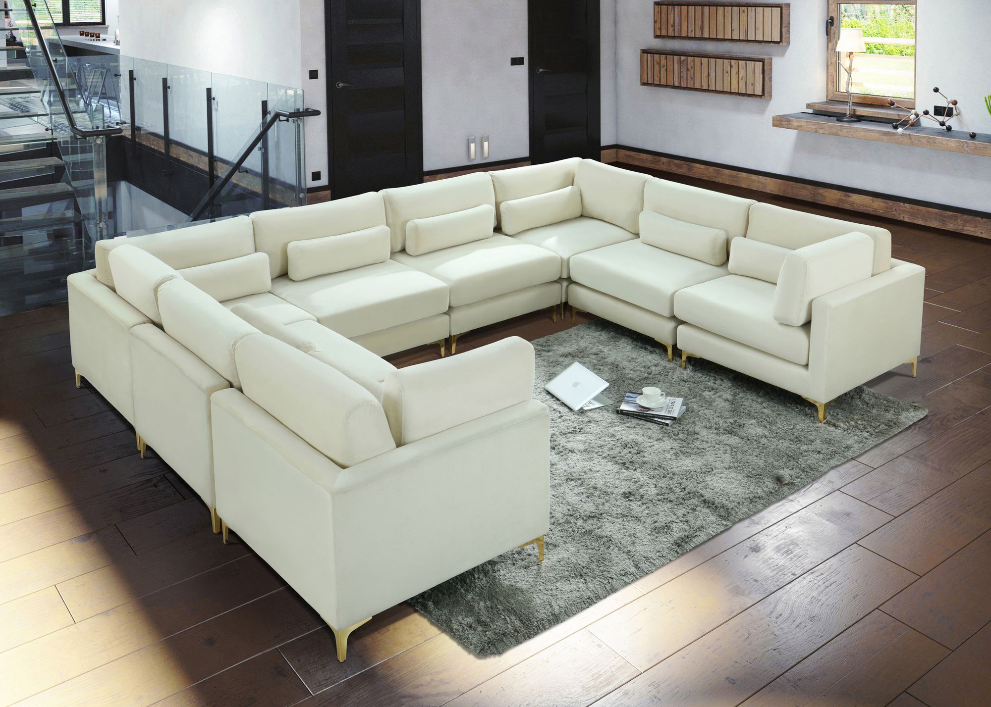 Julia 142" 8-Piece Velvet Modular Sectional