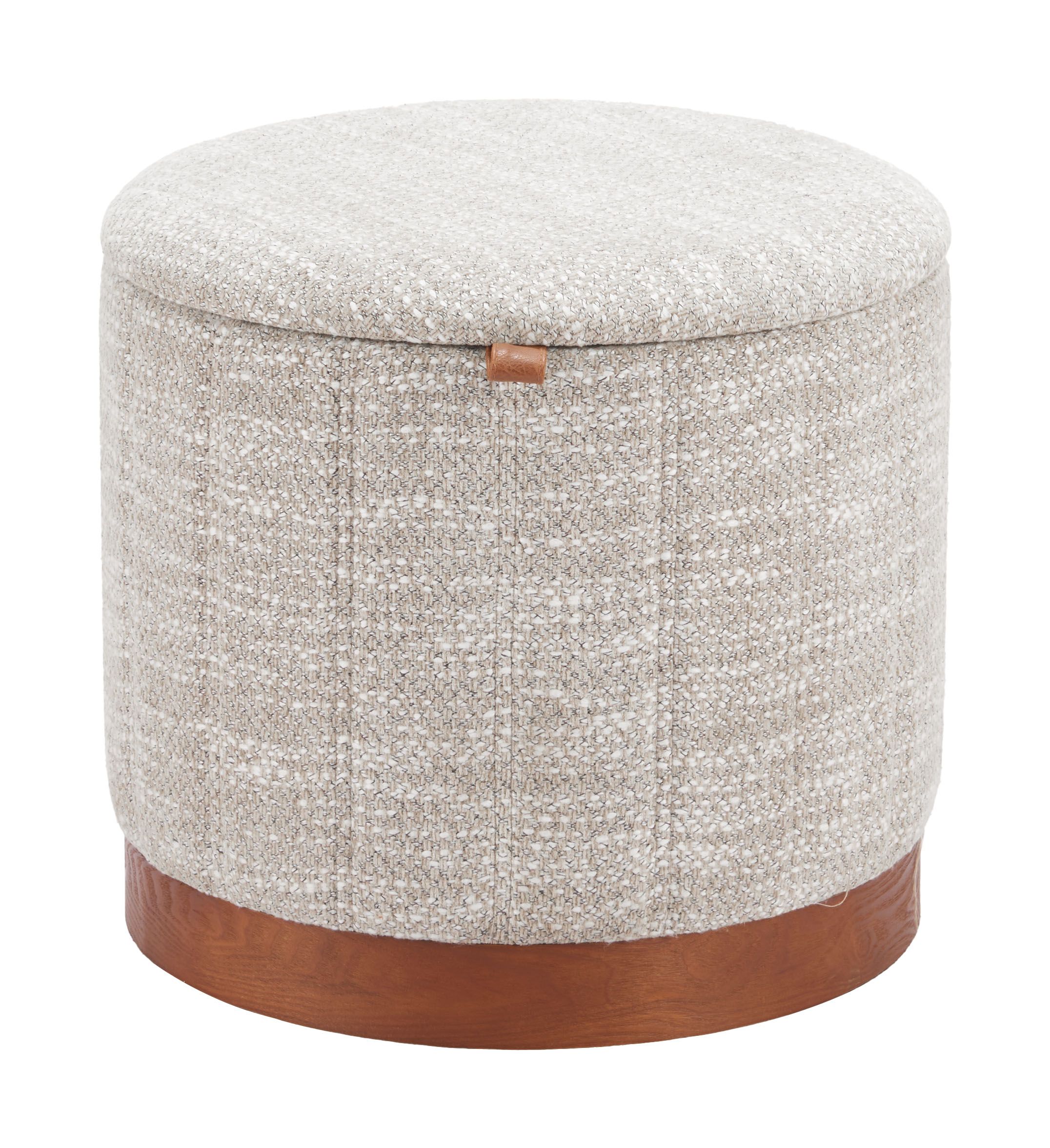 Fije Round Polyester/MDF Storage Ottoman