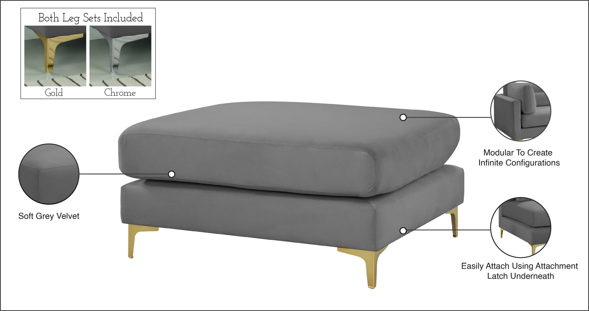 Julia Velvet Modular Ottoman