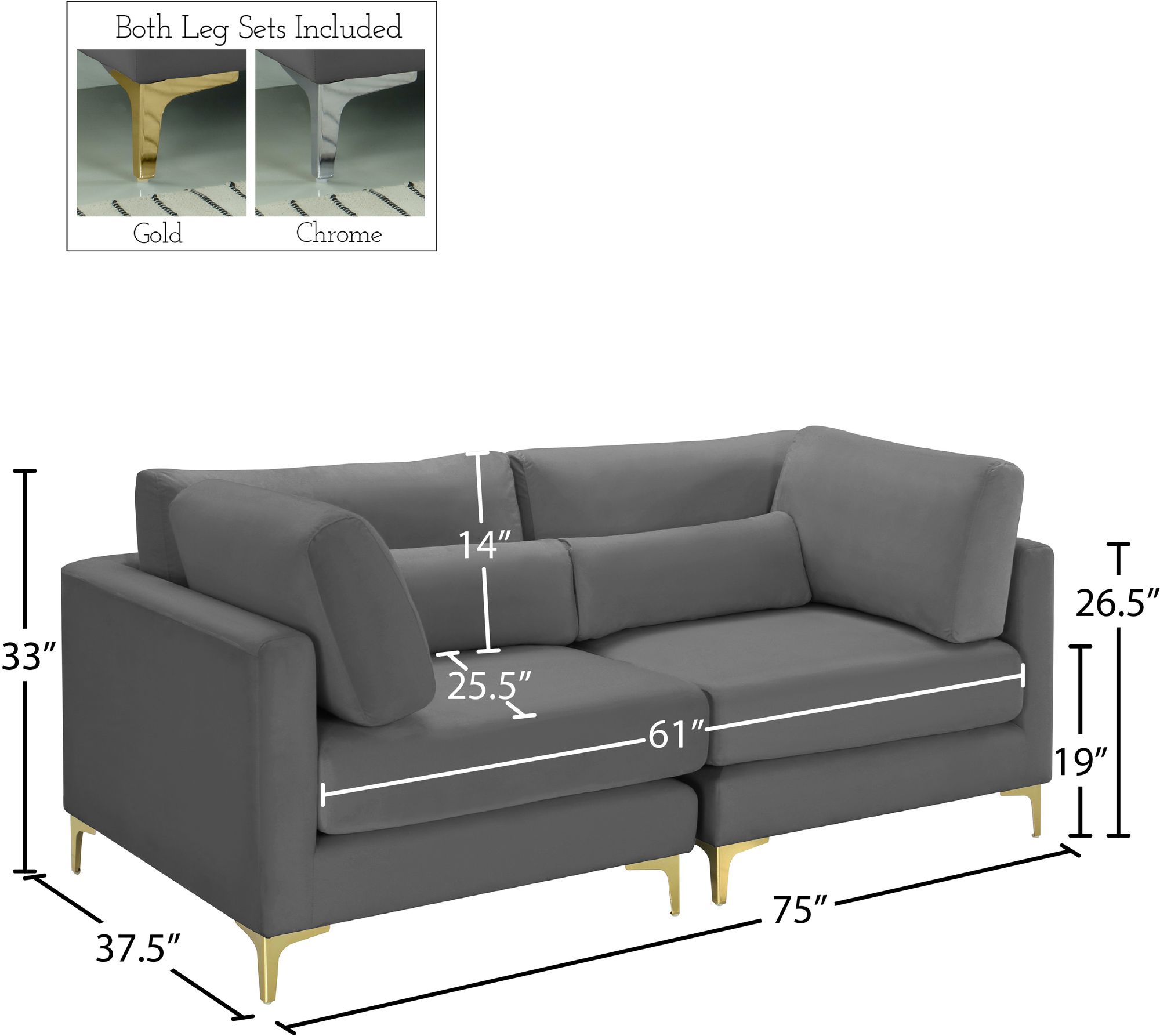 Julia 75" Velvet Modular Sofa