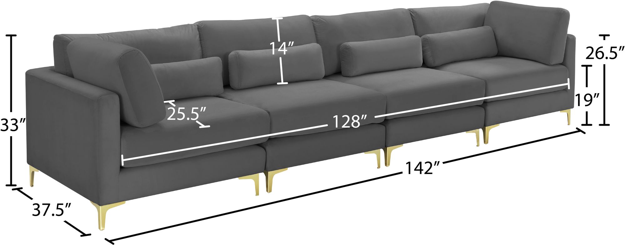 Julia 142" Velvet Modular Sofa