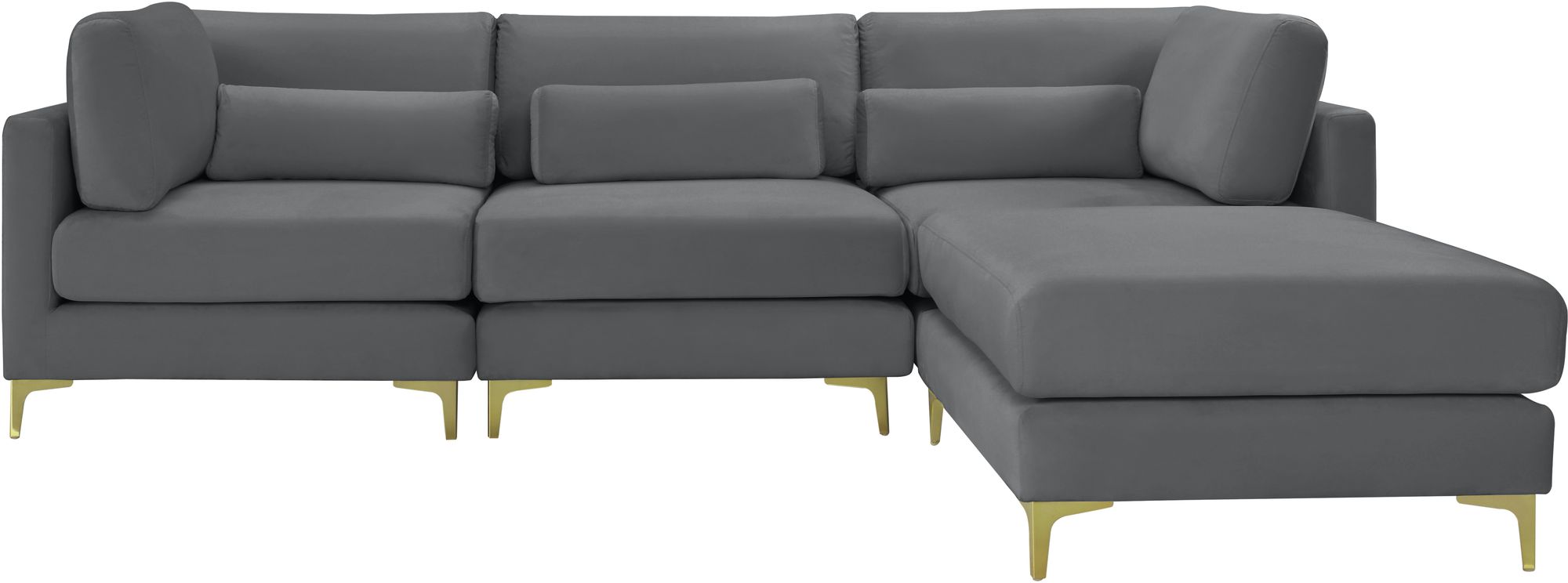 Julia 108.5" 4-Piece Velvet Modular Reversible Sectional