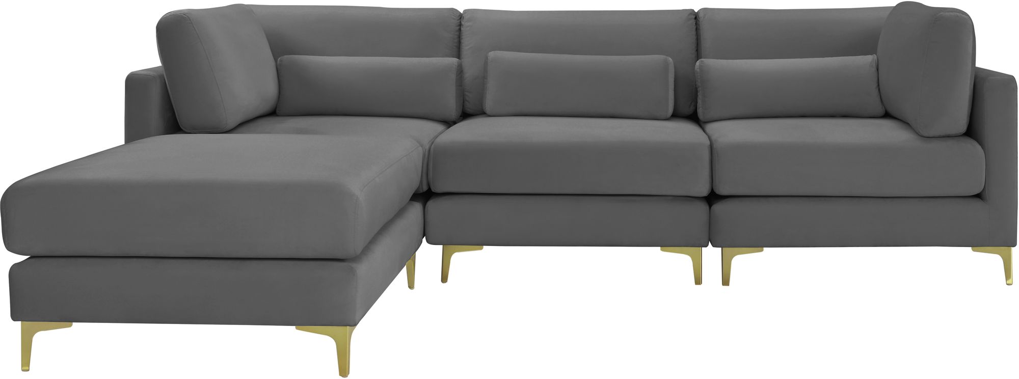 Julia 108.5" 4-Piece Velvet Modular Reversible Sectional