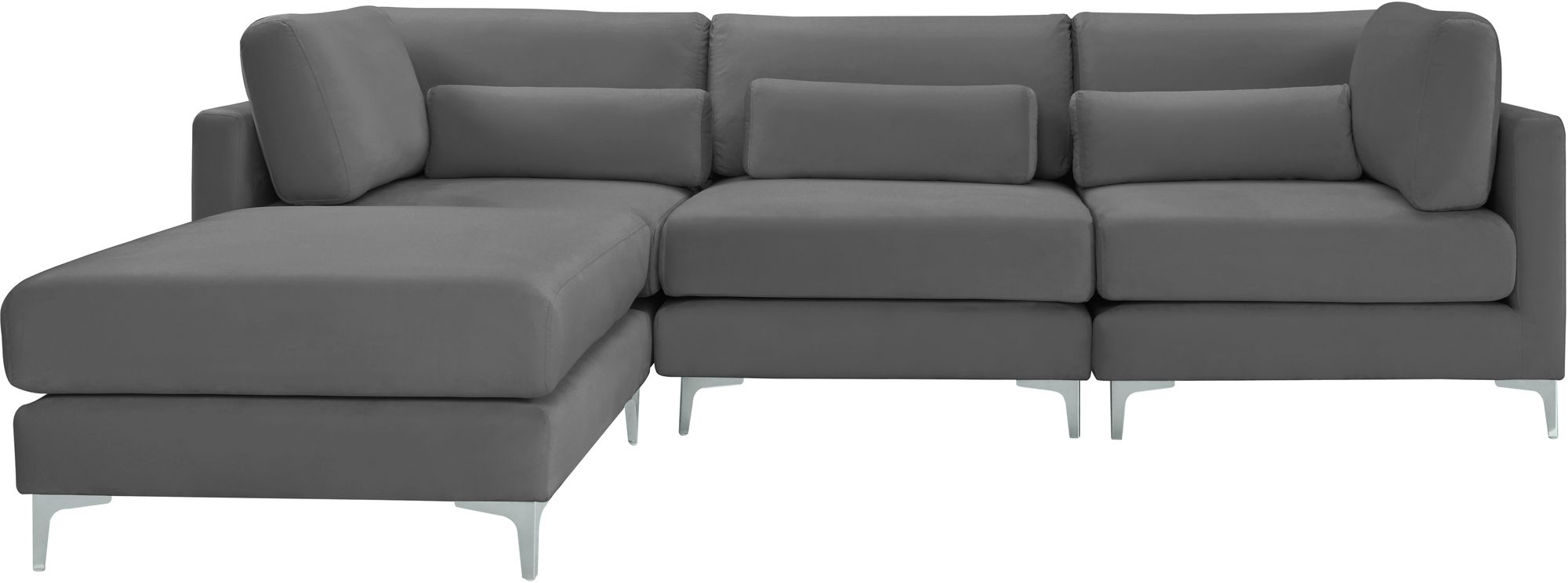Julia 108.5" 4-Piece Velvet Modular Reversible Sectional