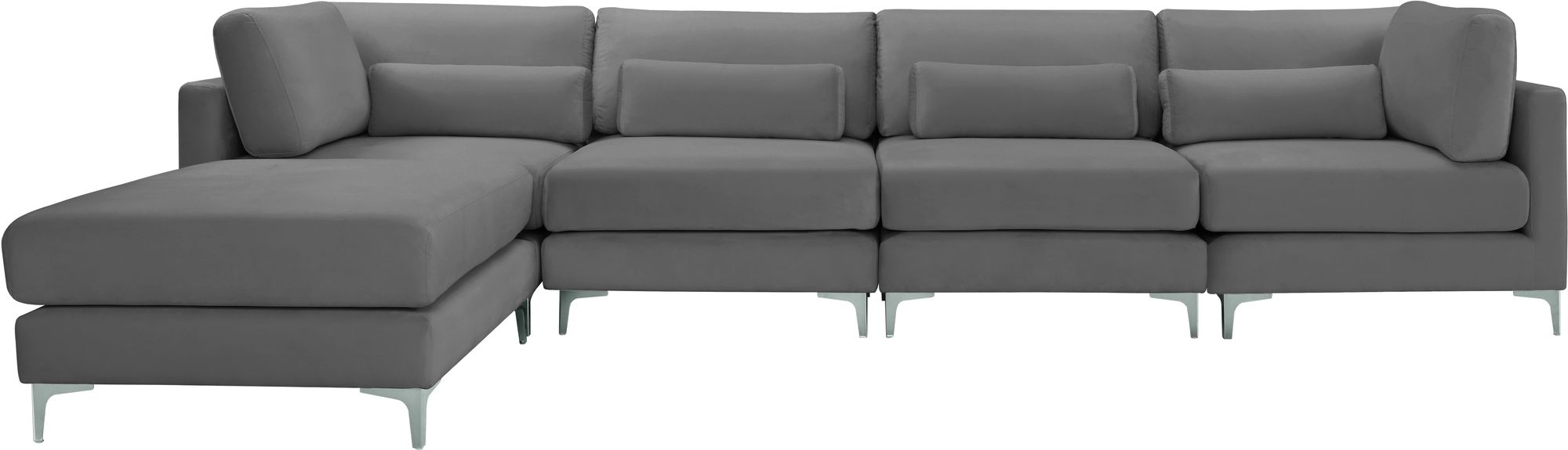 Julia 142" 5-Piece Velvet Modular Reversible Sectional