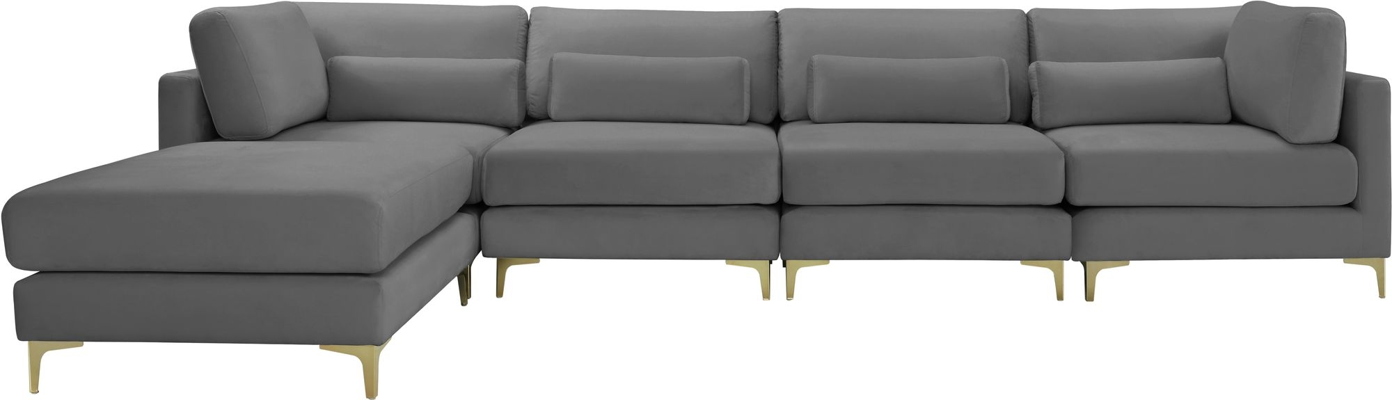 Julia 142" 5-Piece Velvet Modular Reversible Sectional