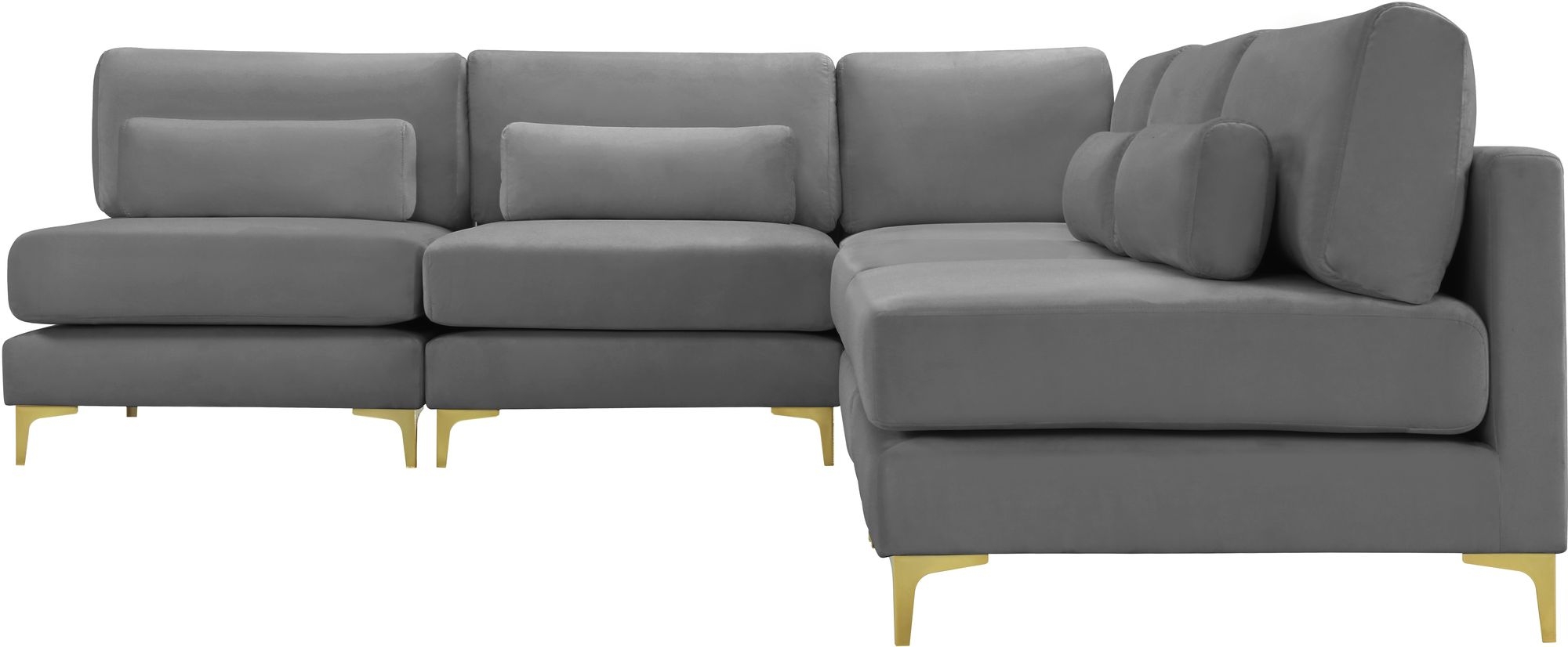 Julia 104.5" 5-Piece Velvet Modular Armless Sectional