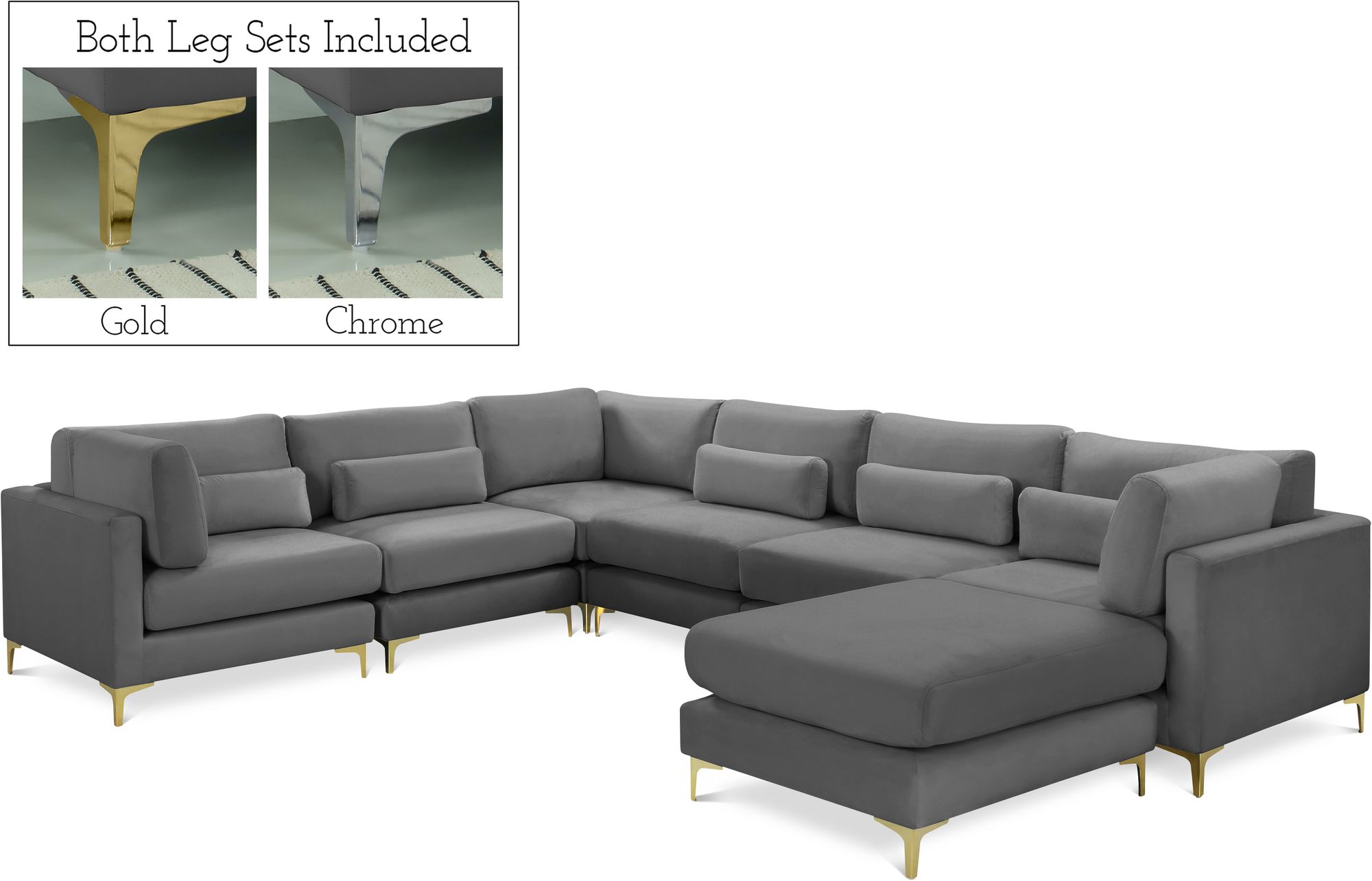 Julia 142" 7-Piece Velvet Modular Reversible Sectional