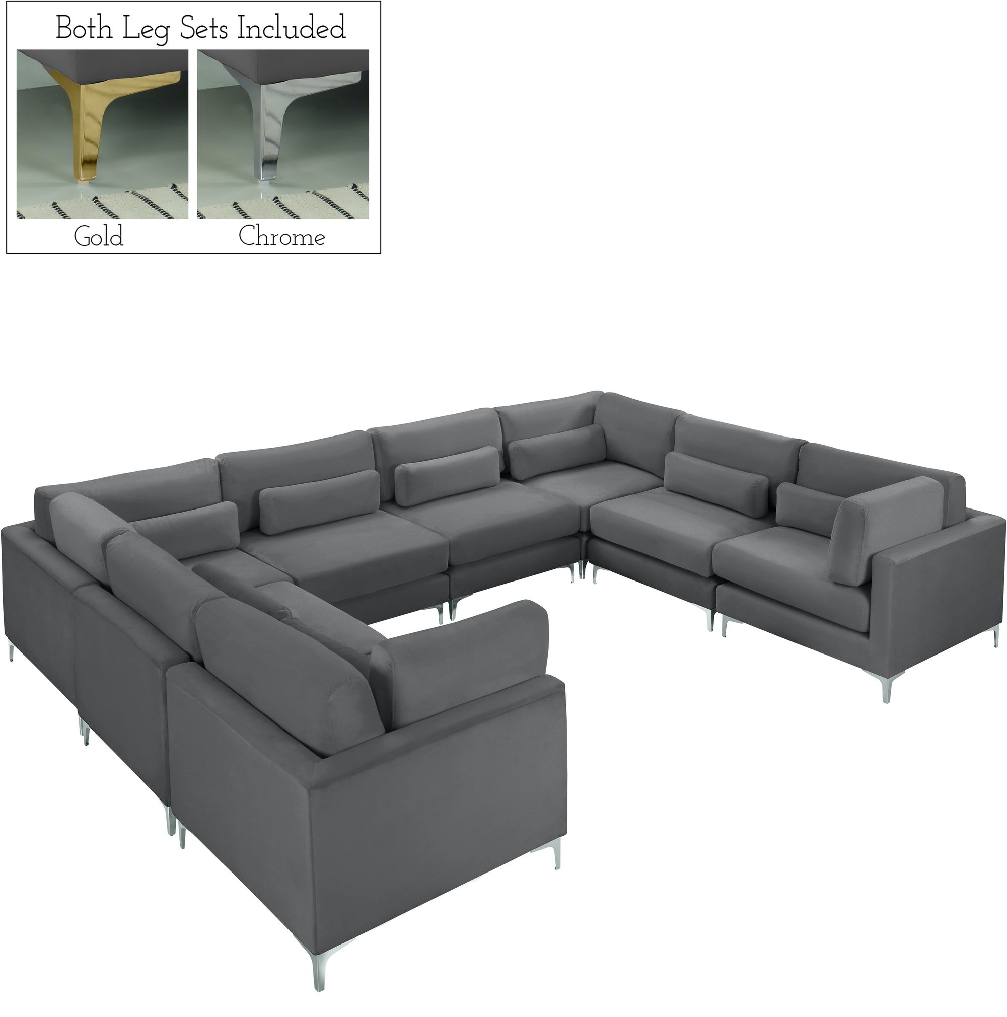 Julia 142" 8-Piece Velvet Modular Sectional