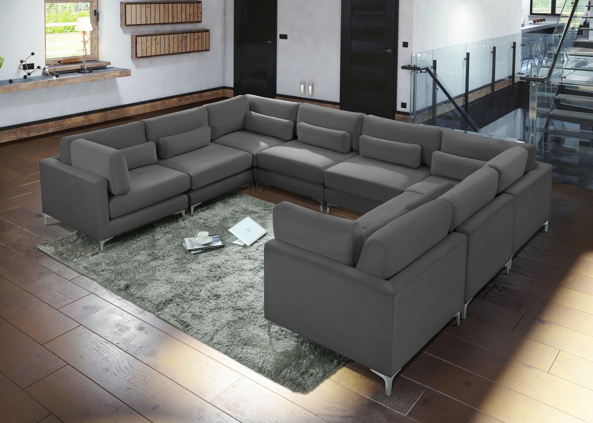 Julia 142" 8-Piece Velvet Modular Sectional