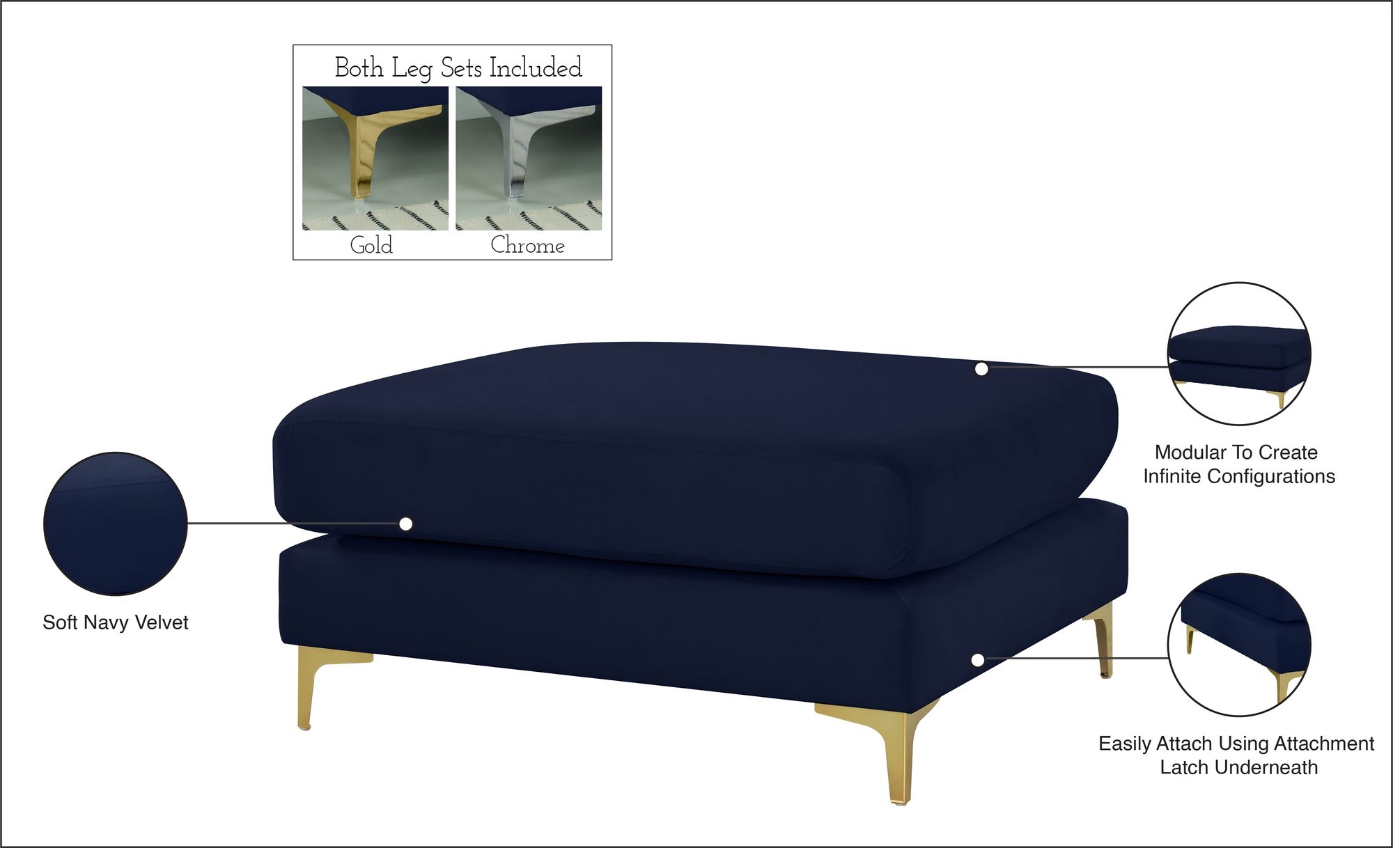 Julia Velvet Modular Ottoman