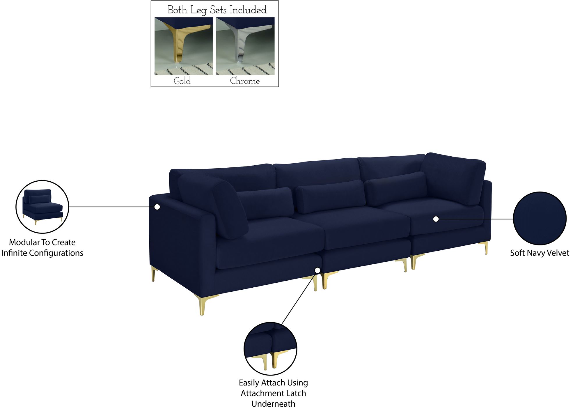Julia 108" Velvet Modular Sofa