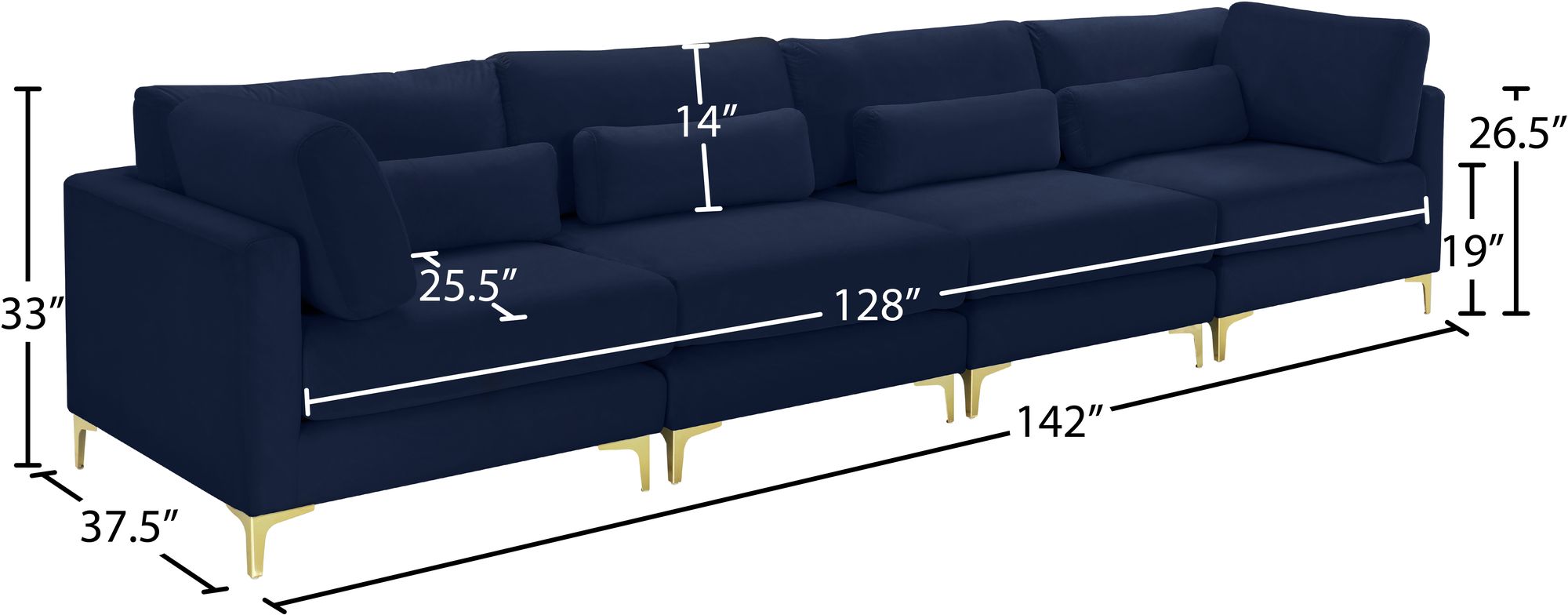 Julia 142" Velvet Modular Sofa