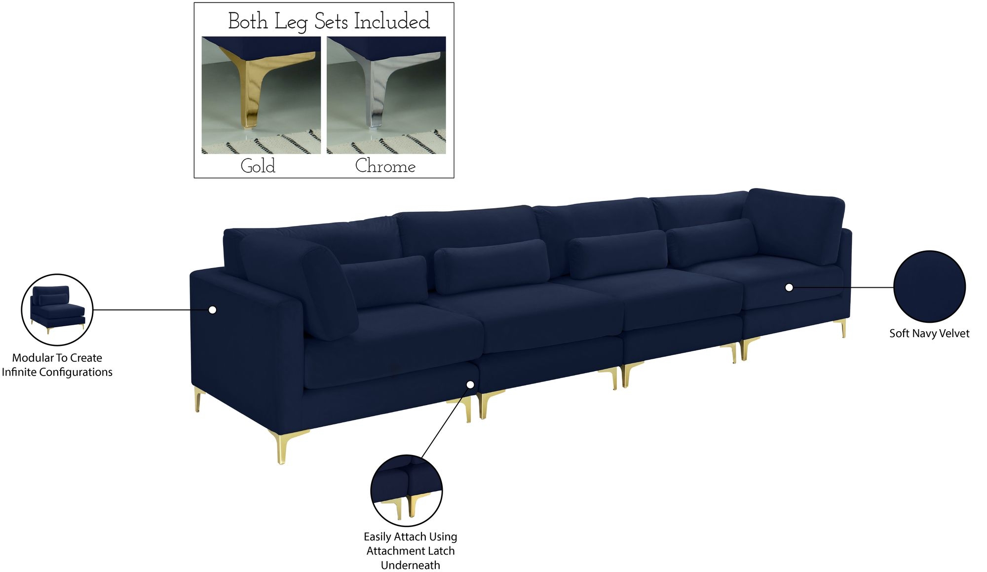 Julia 142" Velvet Modular Sofa