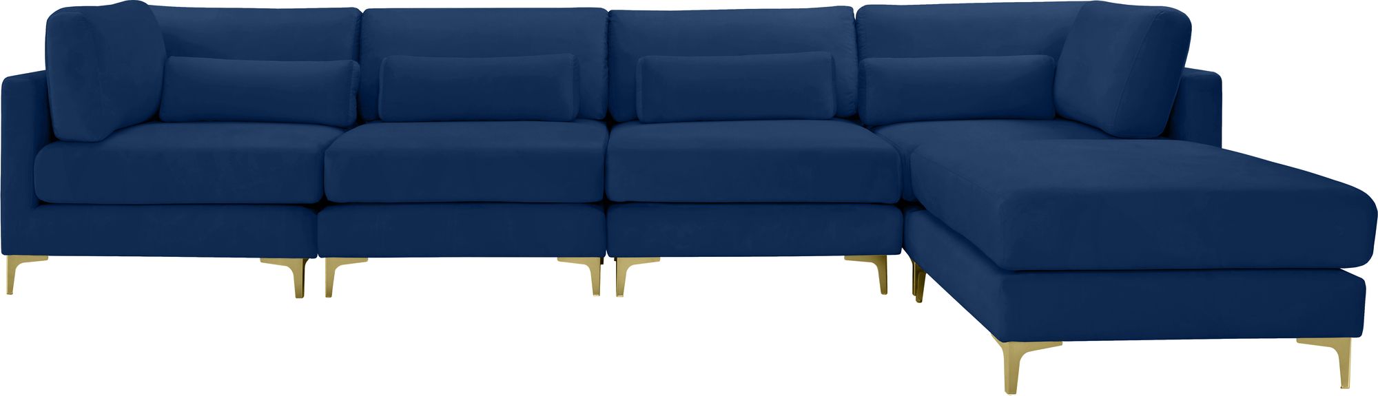 Julia 142" 5-Piece Velvet Modular Reversible Sectional