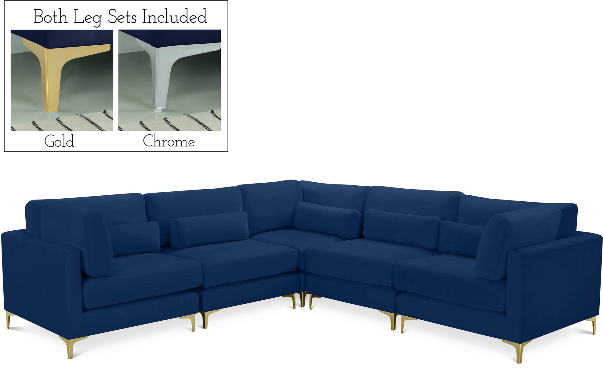 Julia 104.5" 5-Piece Velvet Modular Sectional