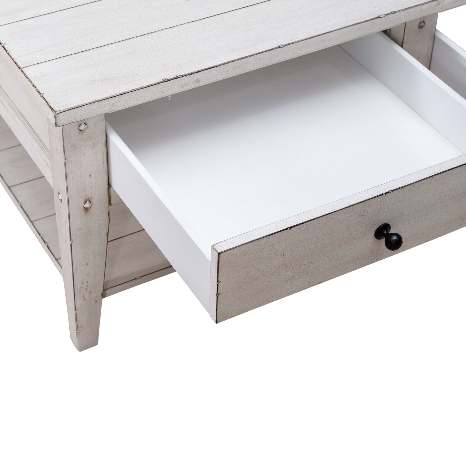 Lake House Rectangular Wood Cocktail Table w/2 Drawers