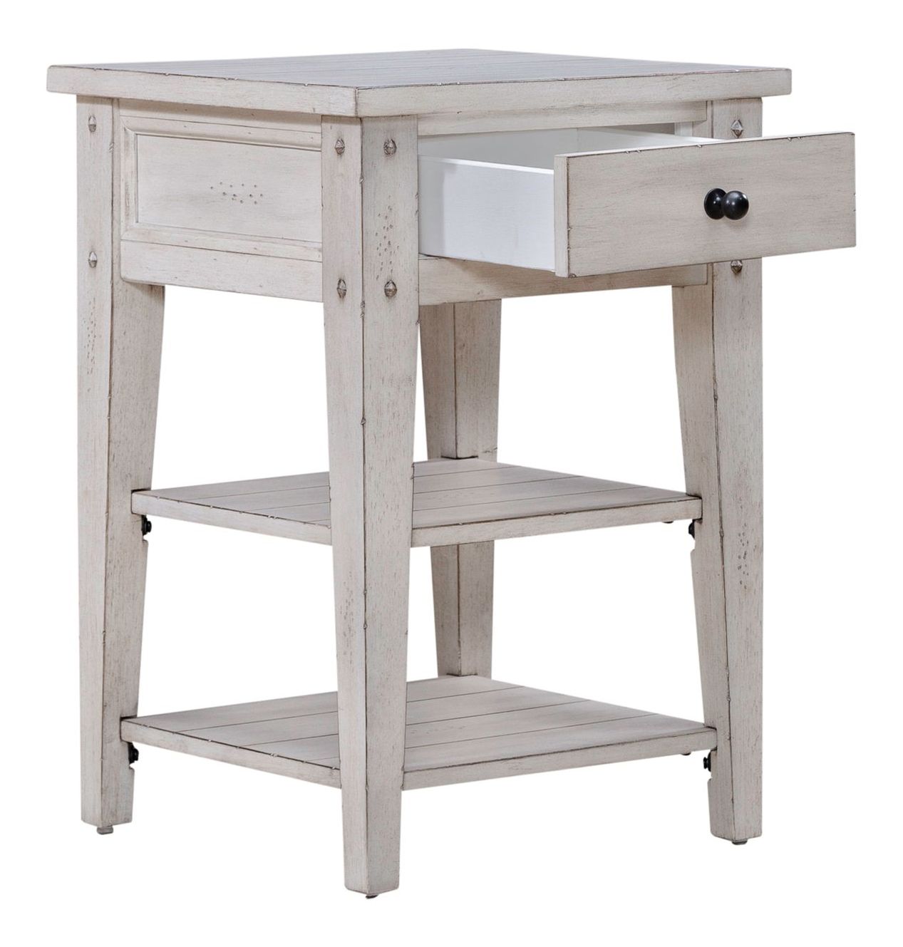 Lake House Square Wood Chair Side Table w/Drawer