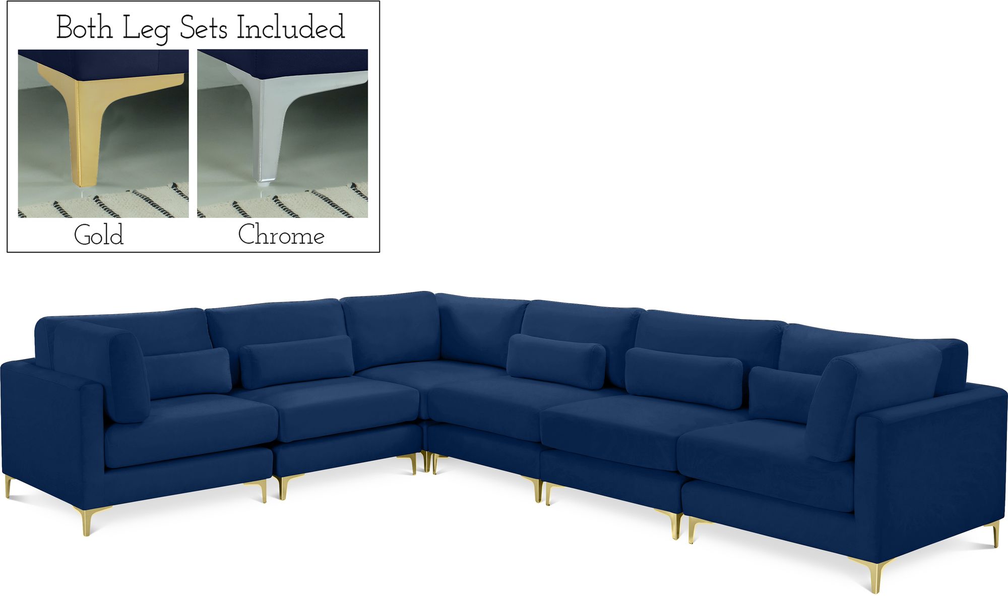Julia 142" 6-Piece Velvet Modular Sectional