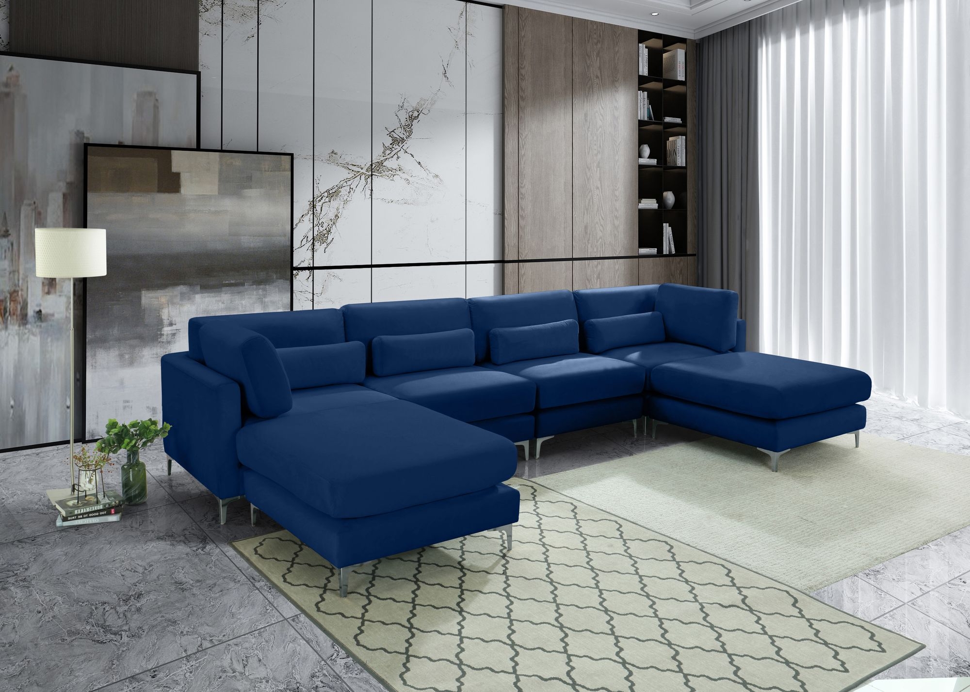 Julia 142" 6-Piece Velvet Modular Reversible Sectional