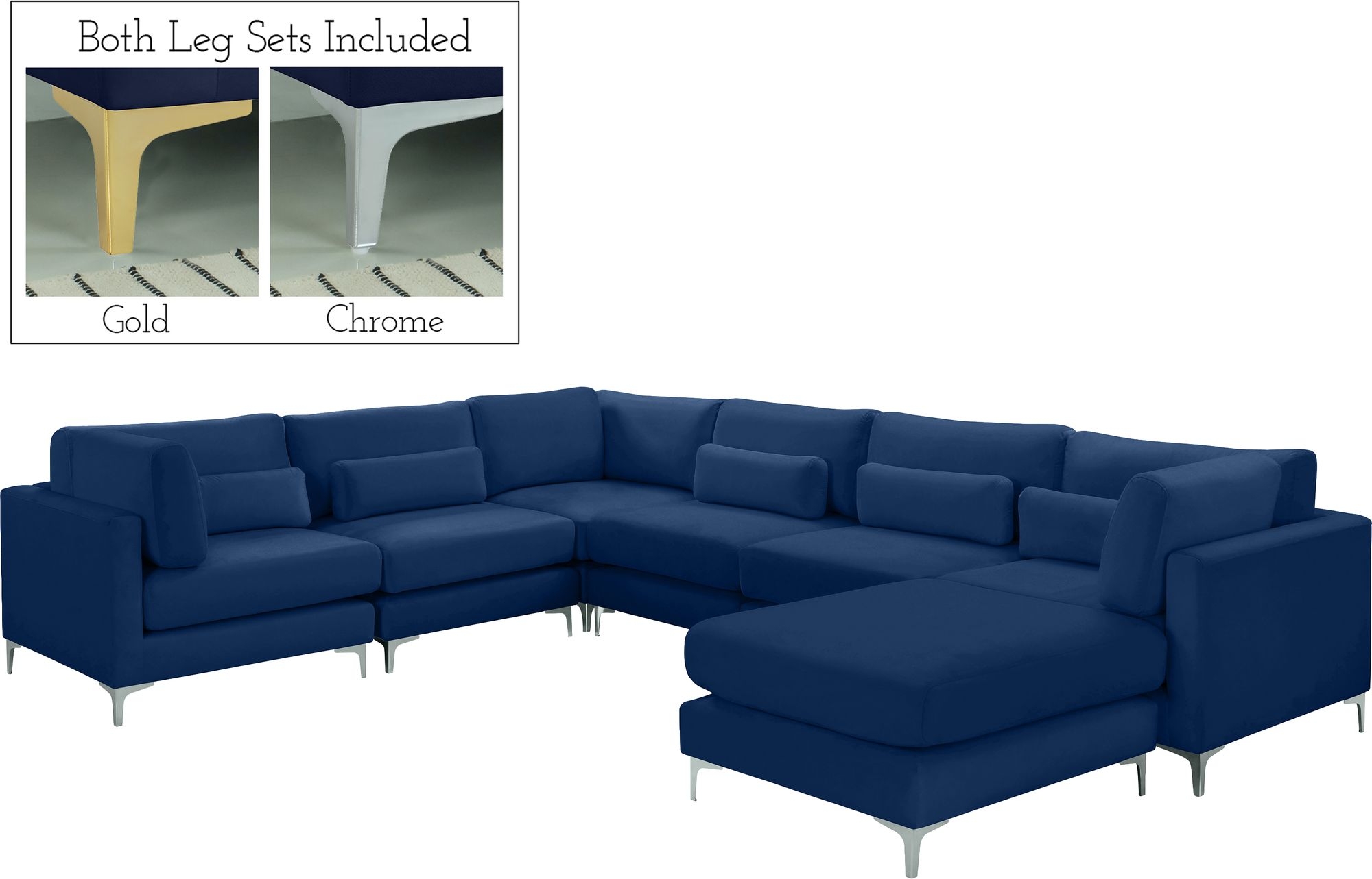 Julia 142" 7-Piece Velvet Modular Reversible Sectional