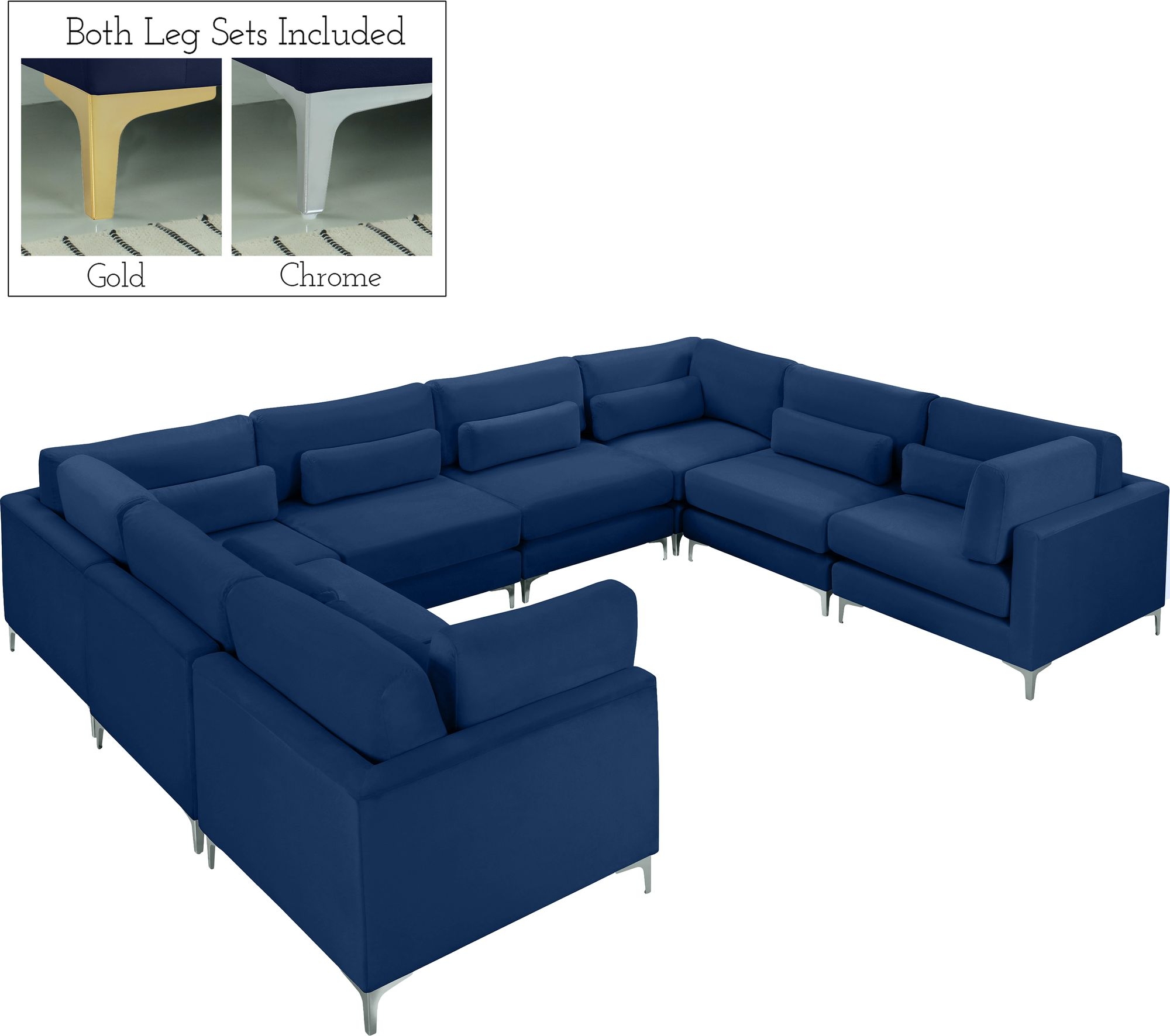 Julia 142" 8-Piece Velvet Modular Sectional