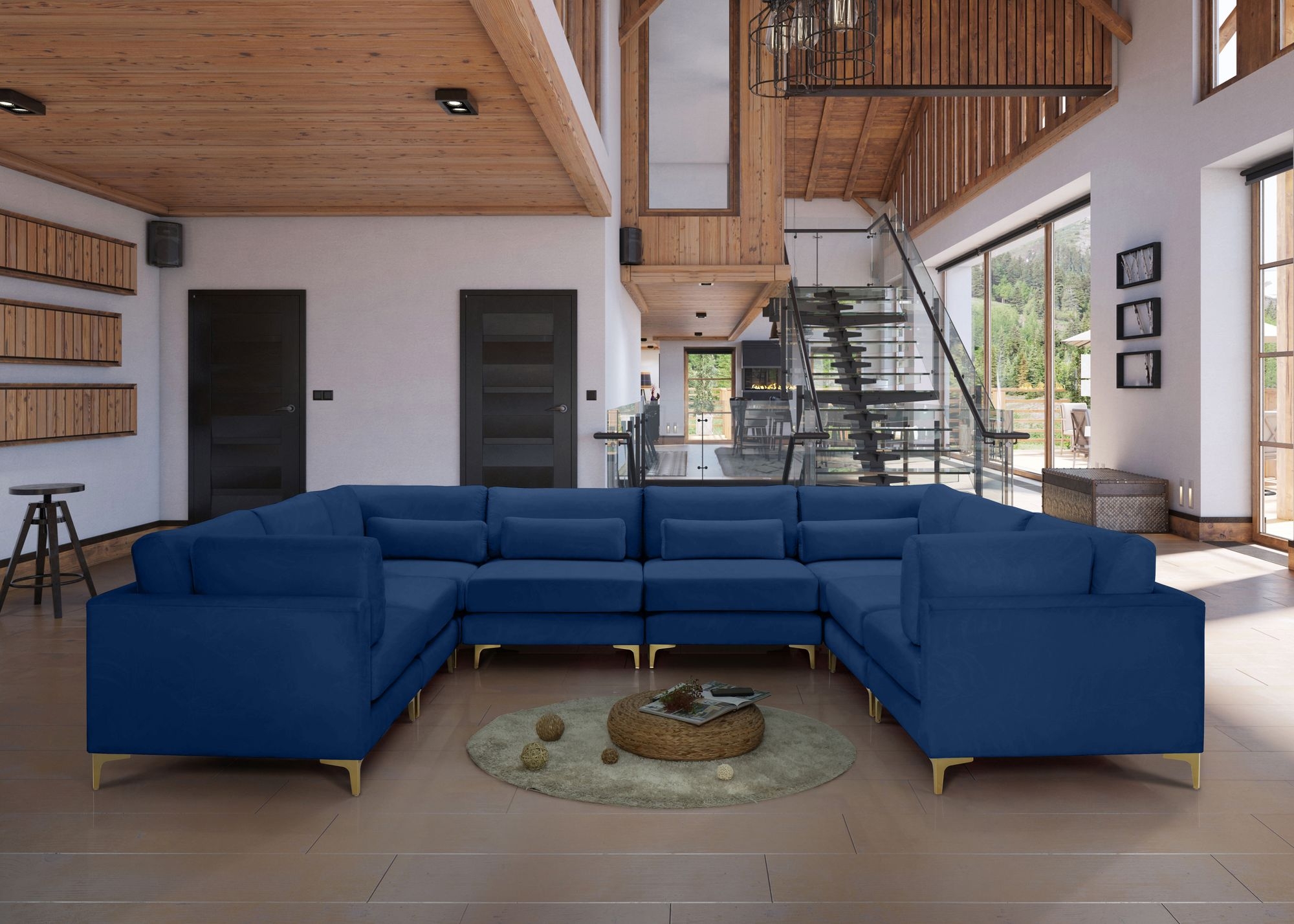 Julia 142" 8-Piece Velvet Modular Sectional
