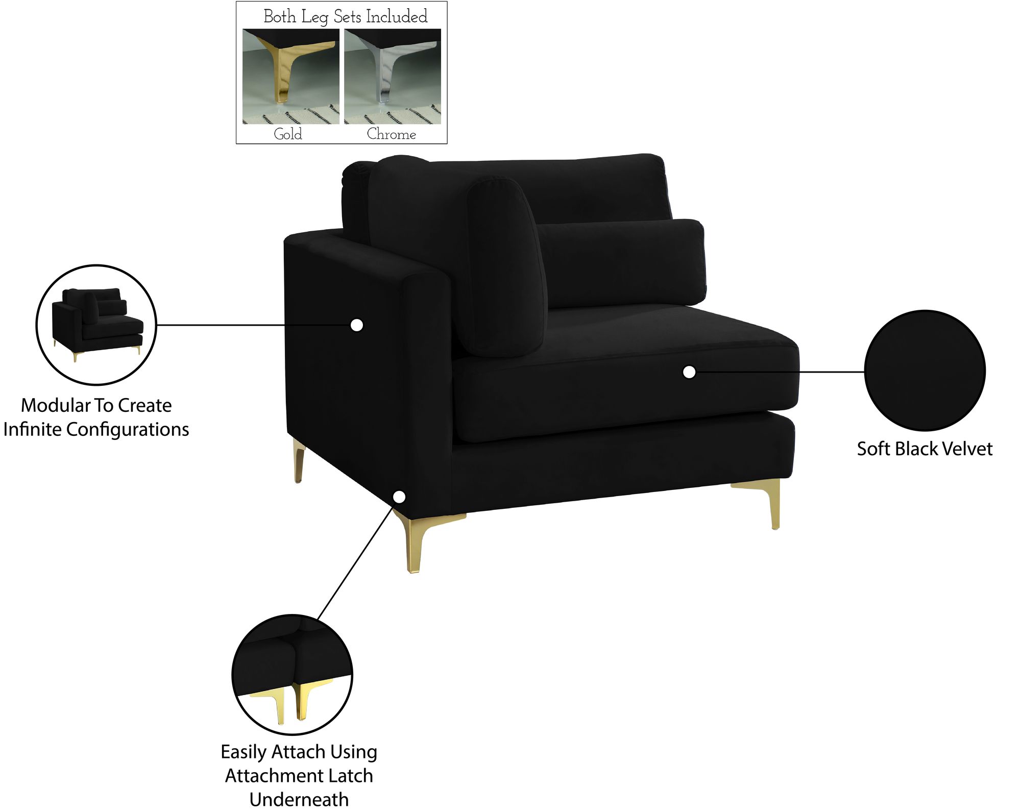 Julia Velvet Modular Corner Chair