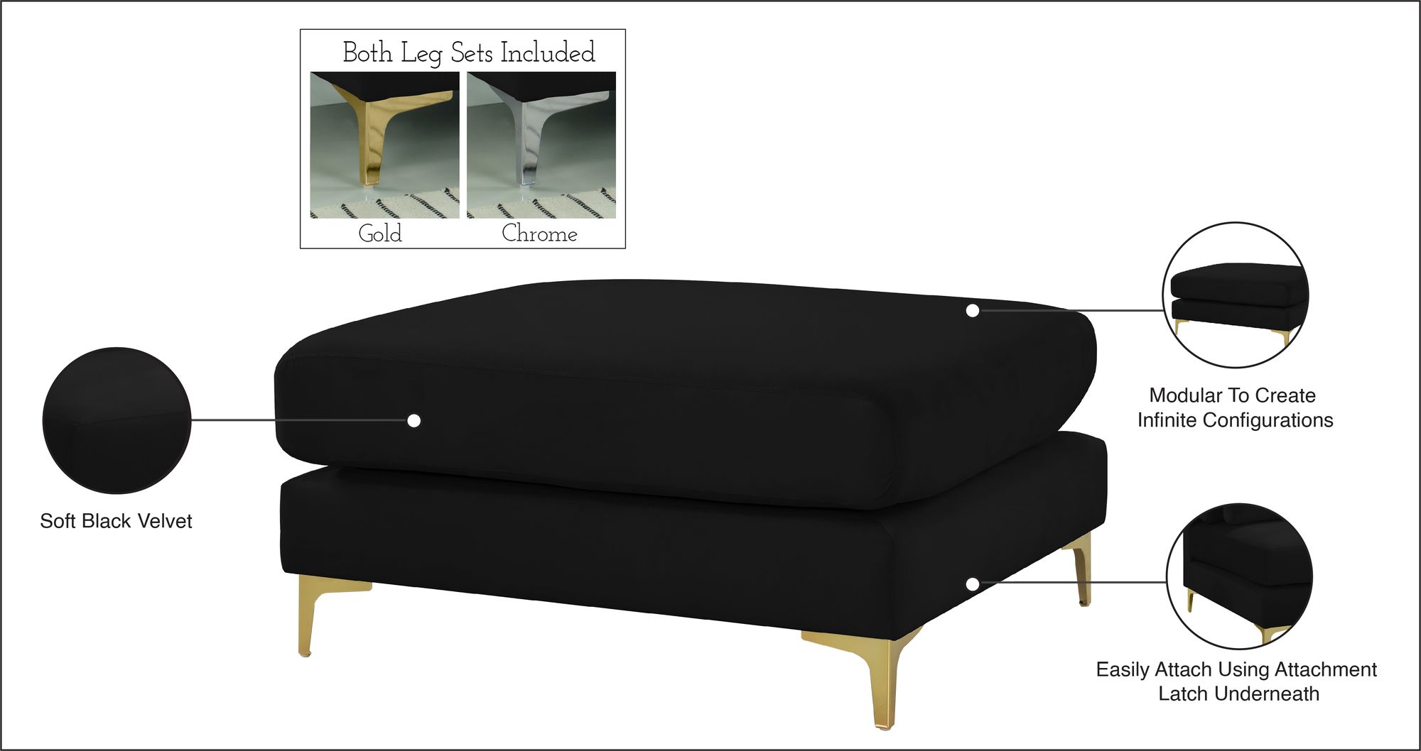 Julia Velvet Modular Ottoman