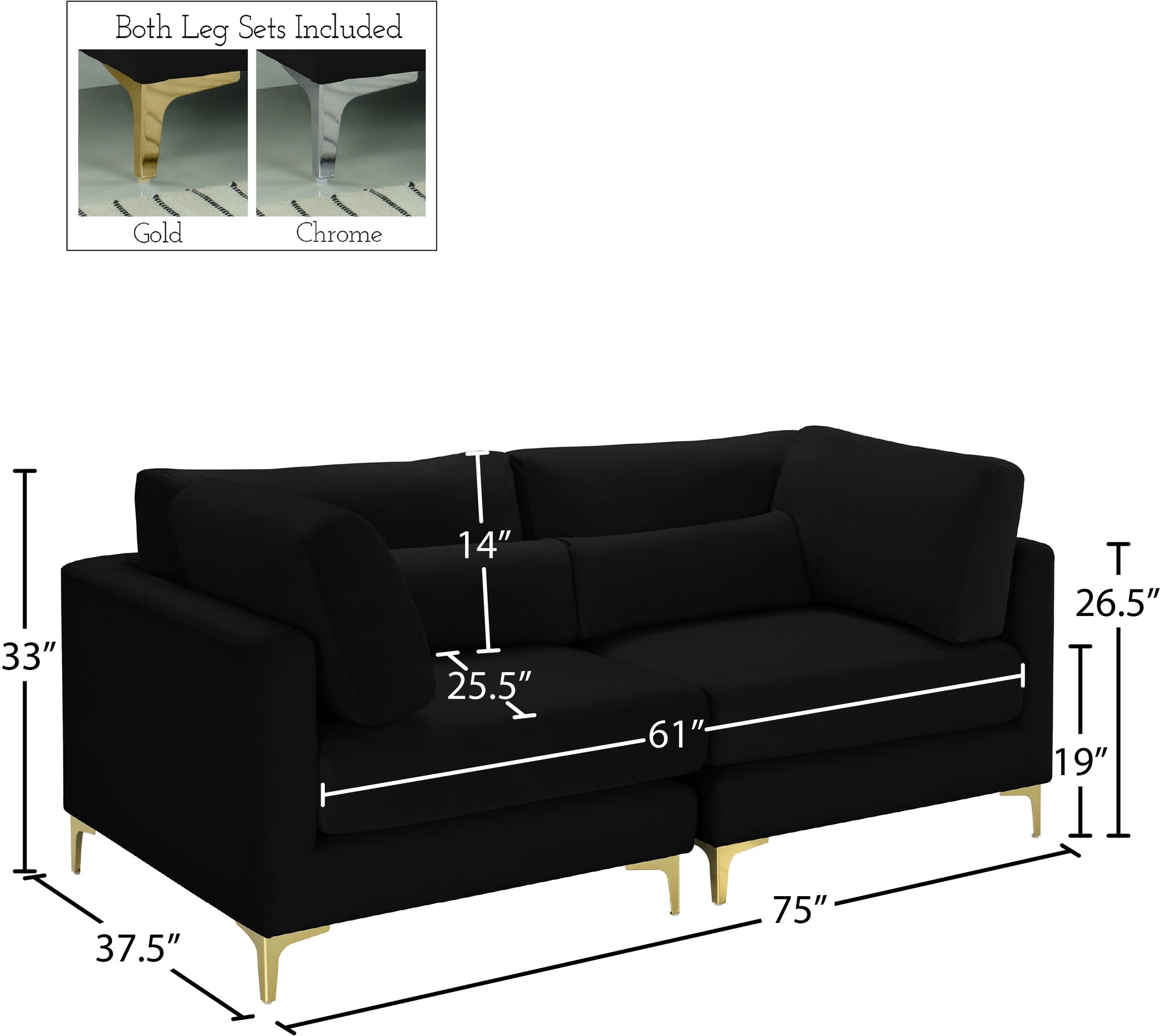 Julia 75" Velvet Modular Sofa
