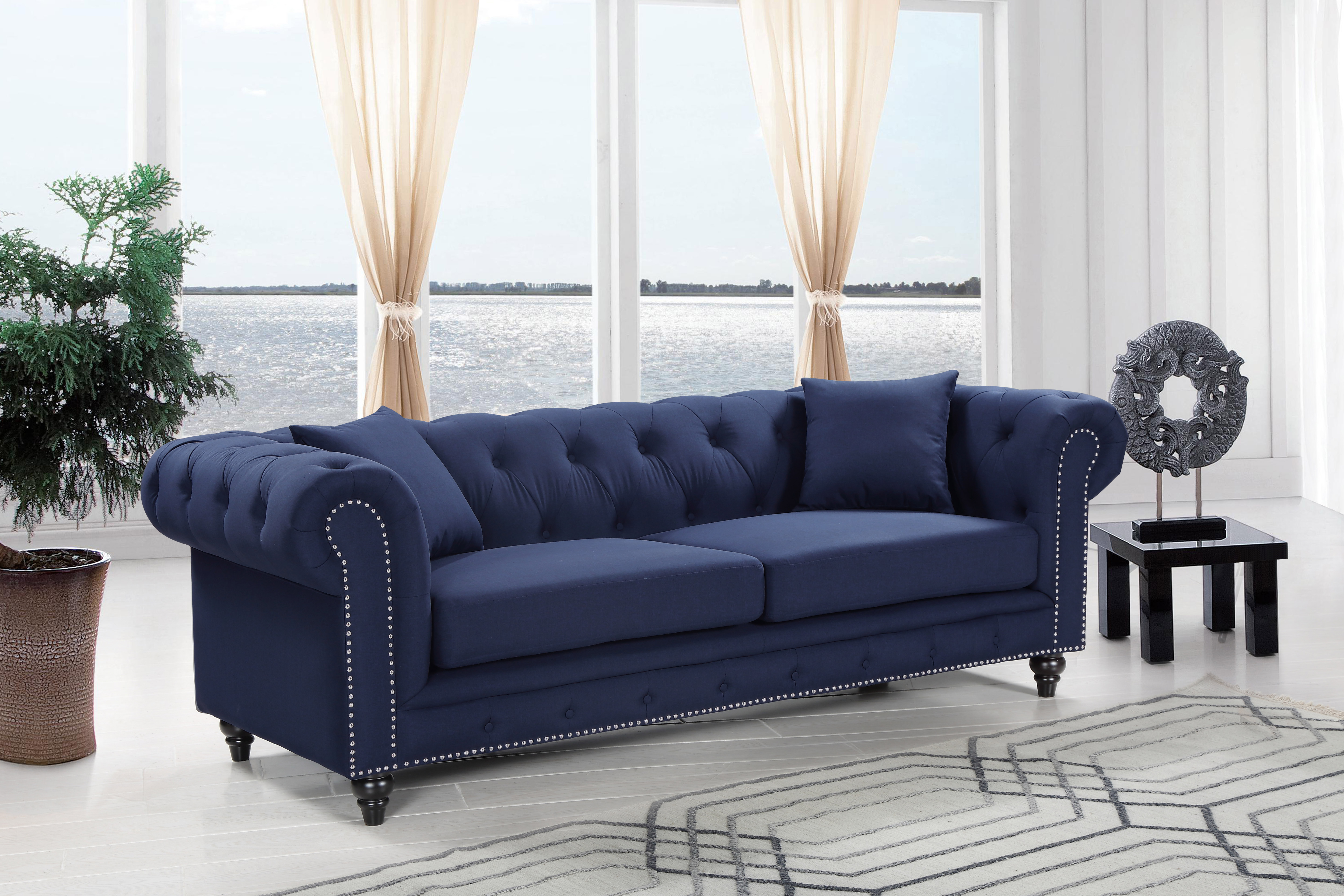 Chesterfield Linen Sofa
