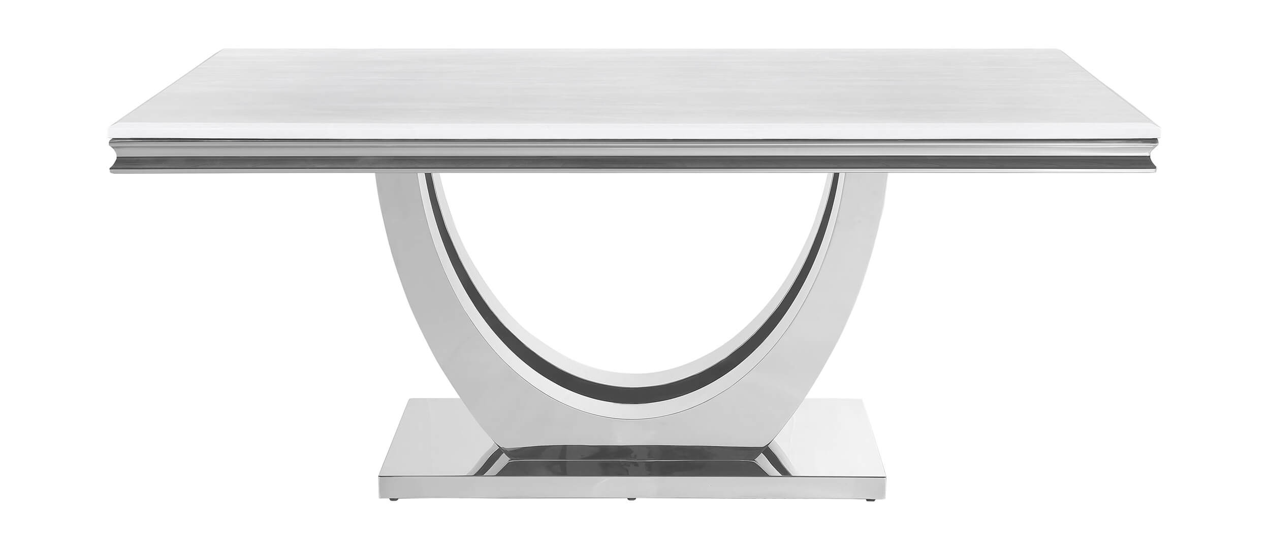Kerwin Rectangle Faux Marble Top Dining Table with Chrome Base