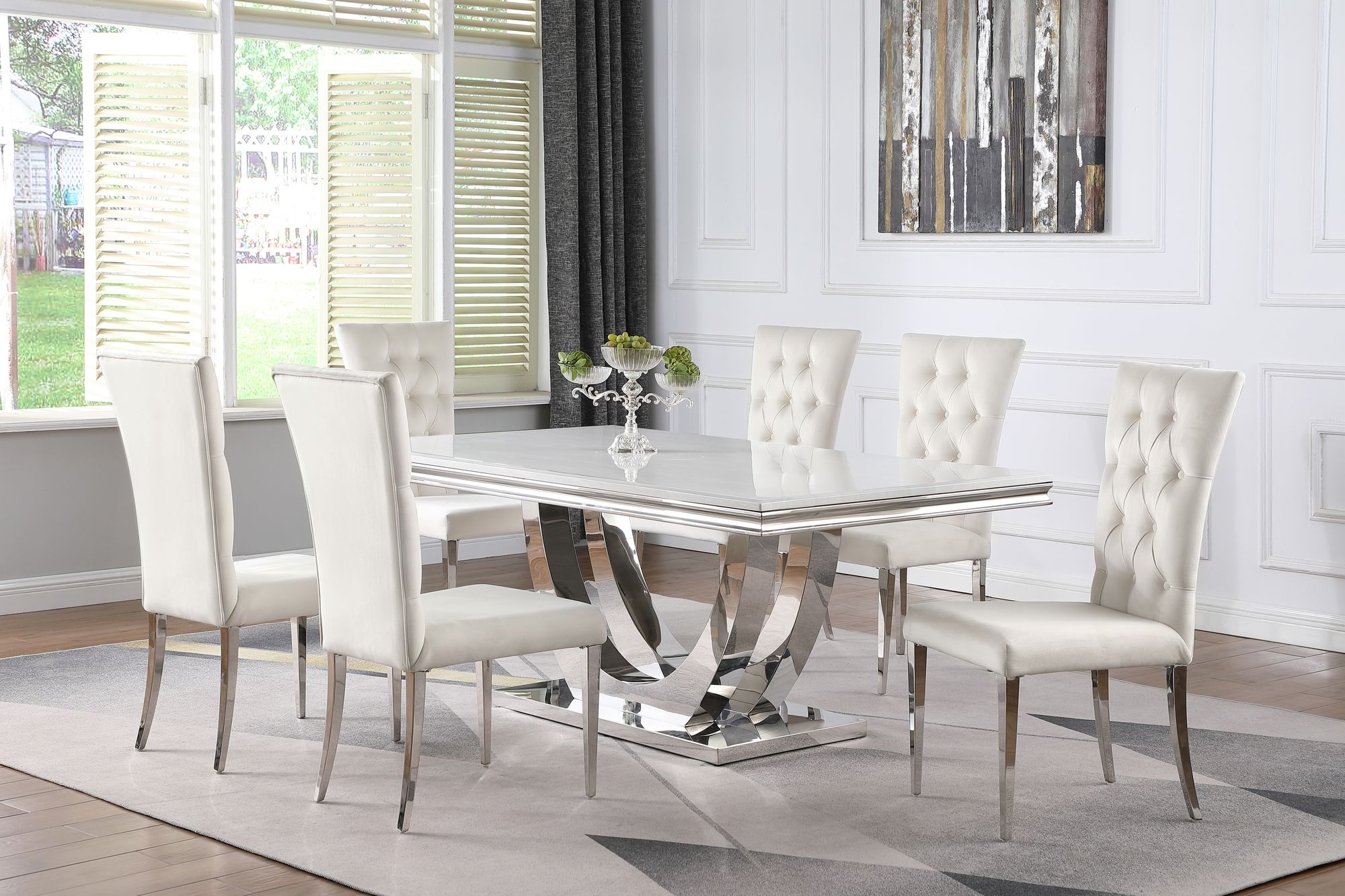 Kerwin Tufted Fabric Side Chair with Chrome Base
