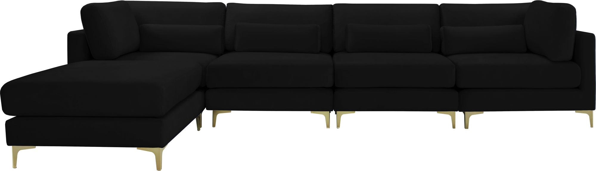 Julia 142" 5-Piece Velvet Modular Reversible Sectional