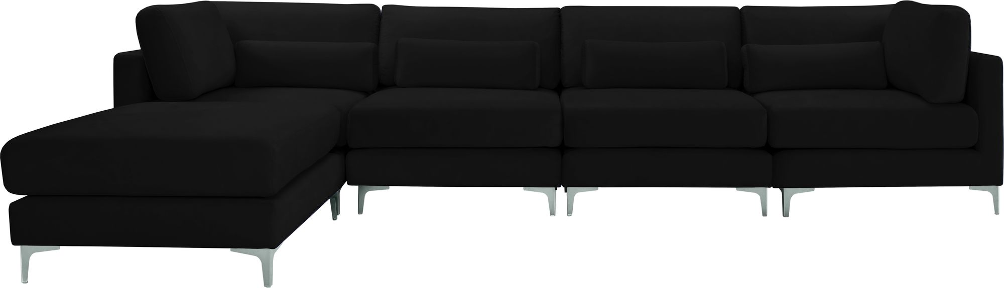 Julia 142" 5-Piece Velvet Modular Reversible Sectional