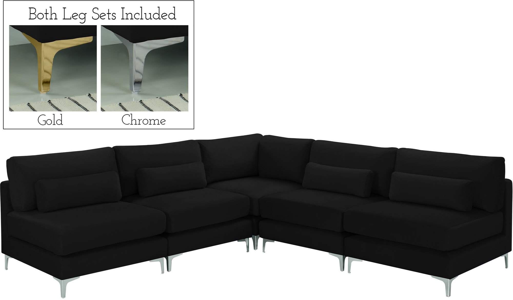 Julia 104.5" 5-Piece Velvet Modular Armless Sectional