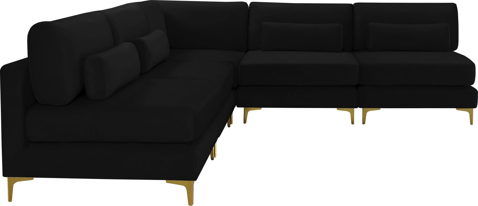 Julia 104.5" 5-Piece Velvet Modular Armless Sectional