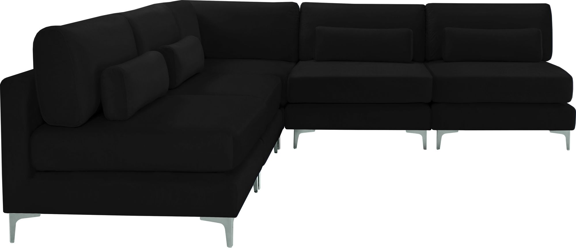 Julia 104.5" 5-Piece Velvet Modular Armless Sectional