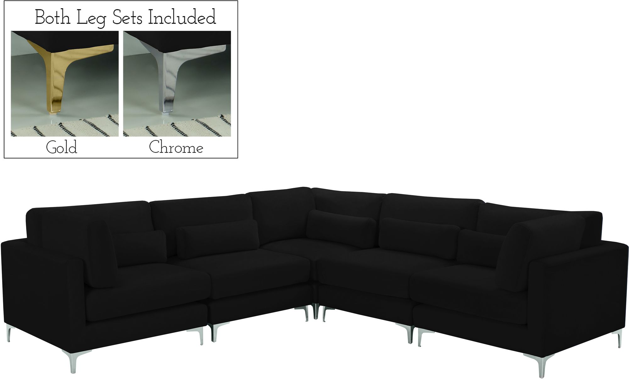 Julia 104.5" 5-Piece Velvet Modular Sectional