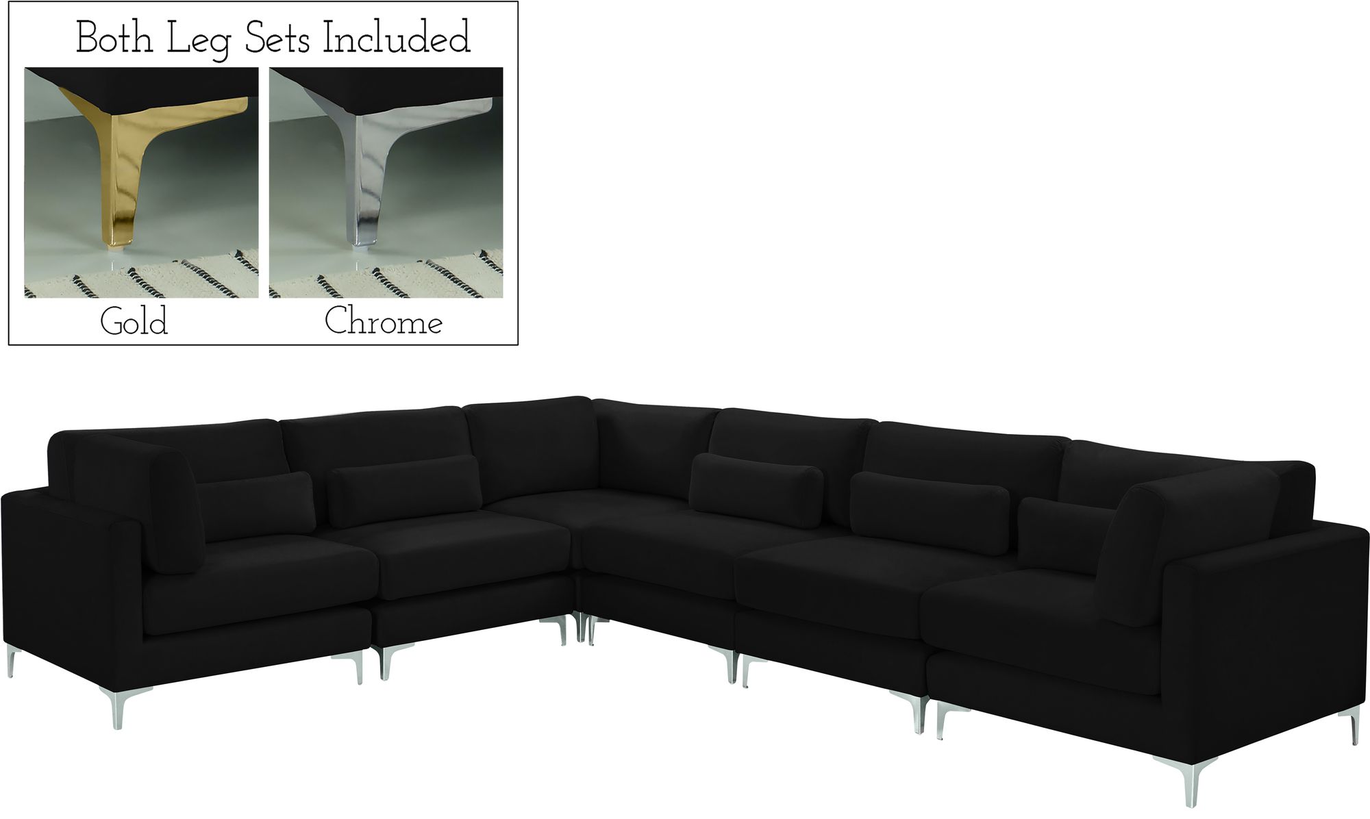 Julia 142" 6-Piece Velvet Modular Sectional