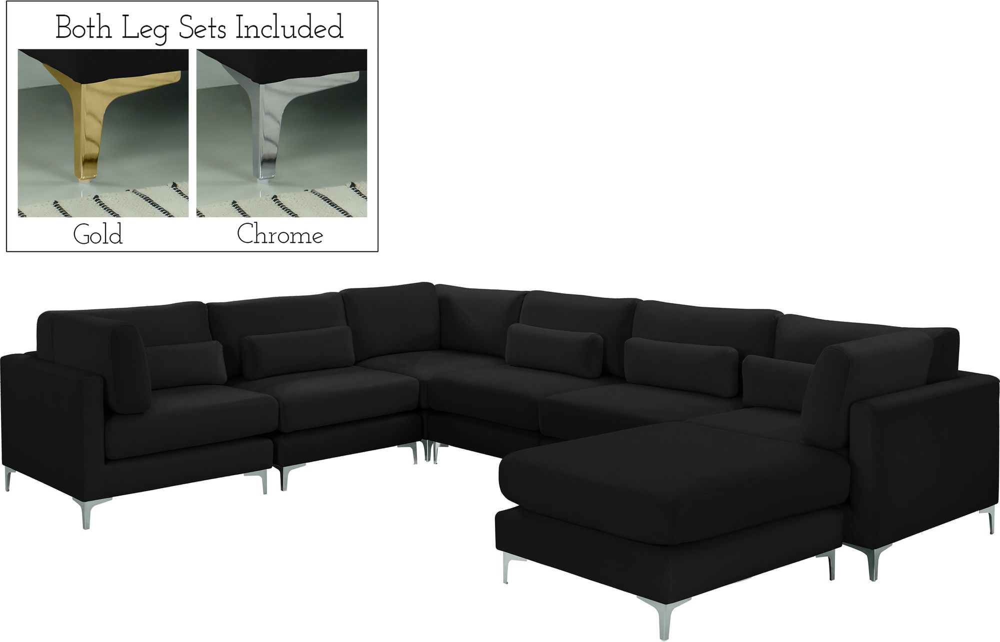 Julia 142" 7-Piece Velvet Modular Reversible Sectional