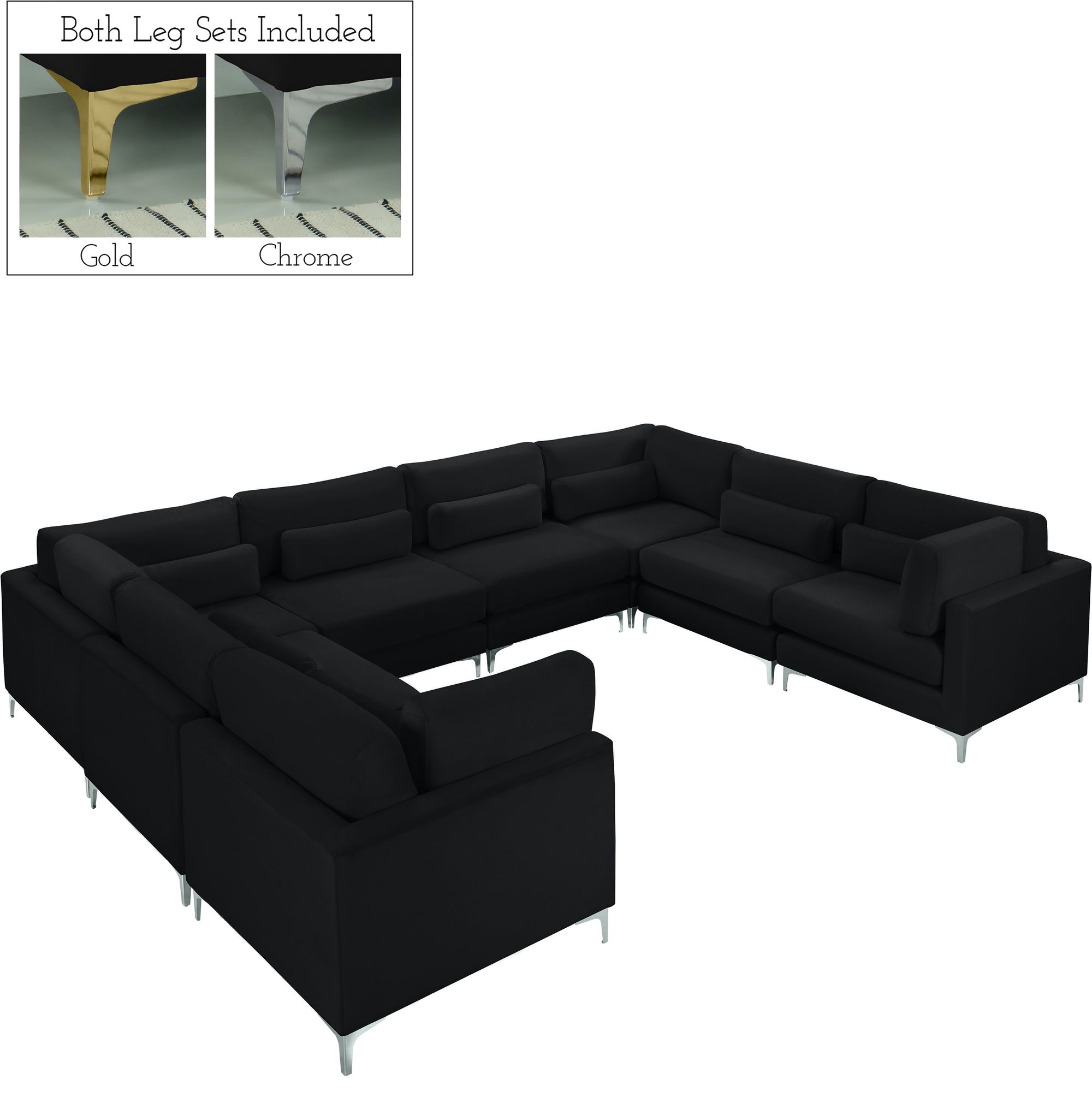 Julia 142" 8-Piece Velvet Modular Sectional