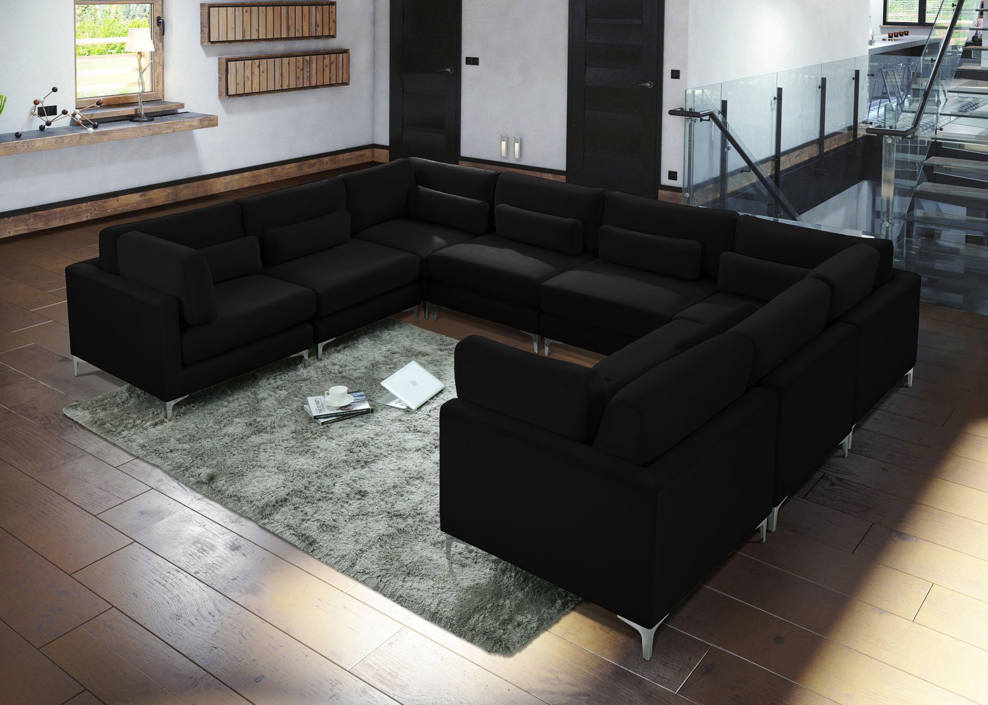 Julia 142" 8-Piece Velvet Modular Sectional