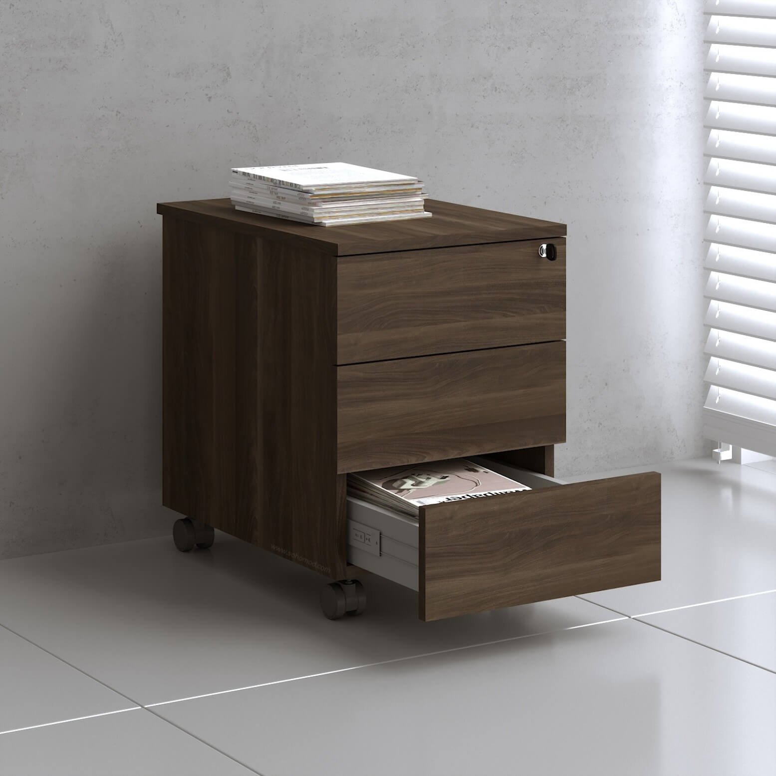 Mito Office Lockable Mobile Pedestal w/Drawers & Pencil Tray