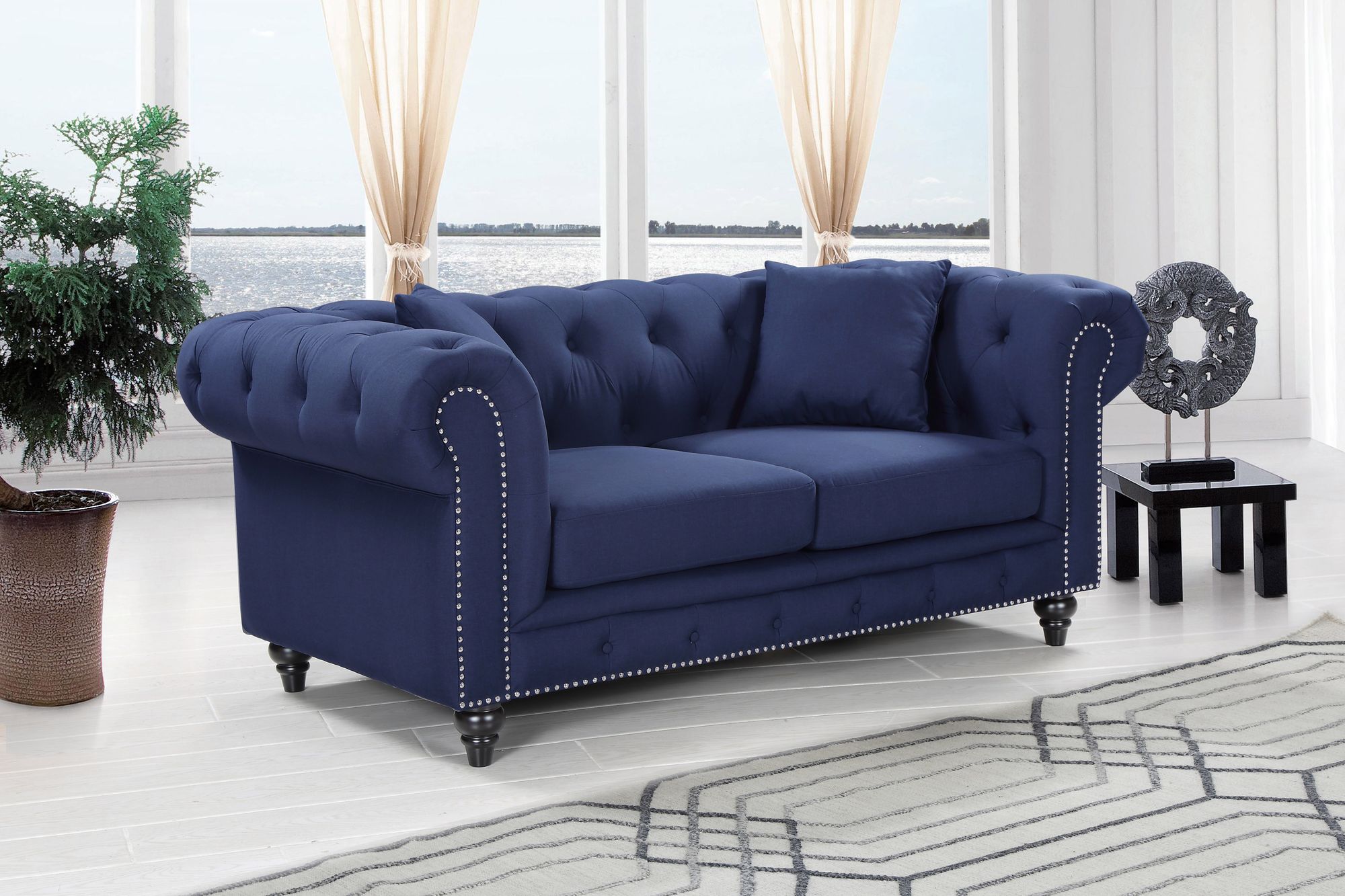 Chesterfield Linen Loveseat
